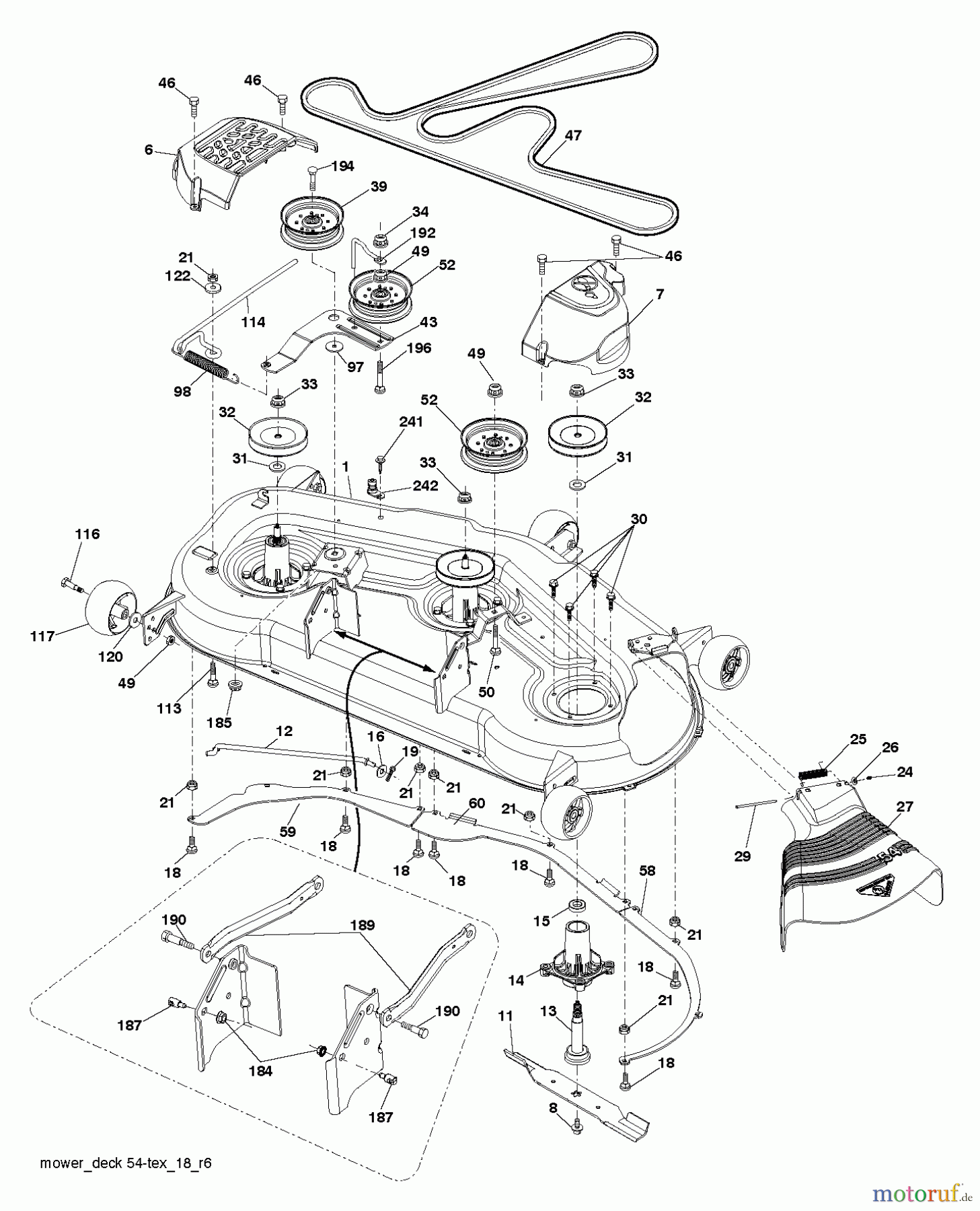 Husqvarna Rasen und Garten Traktoren YTH 24K54 (96043013301) - Husqvarna Yard Tractor (2012-08 & After) MOWER DECK / CUTTING DECK