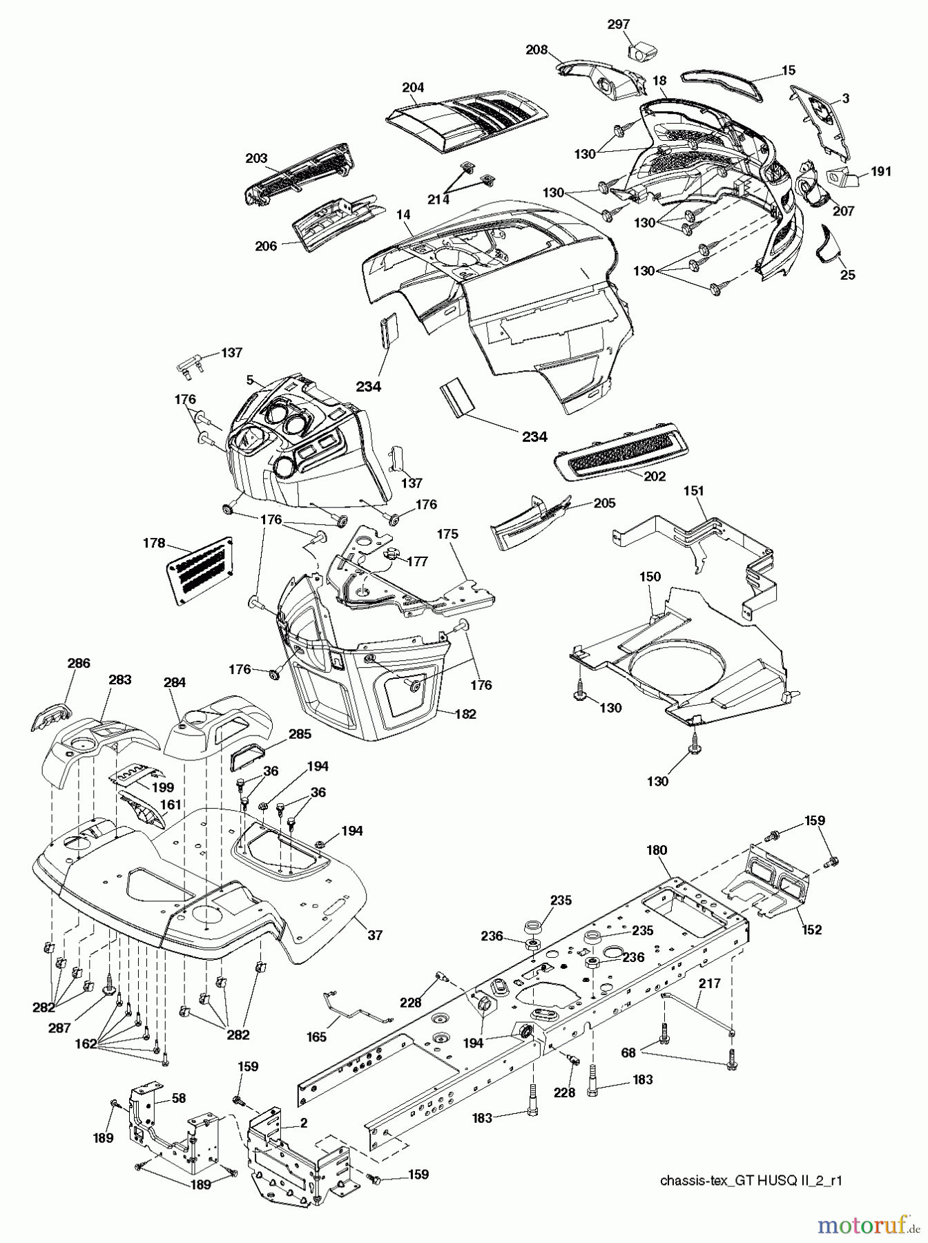 Husqvarna Rasen und Garten Traktoren YTH 24V42LS (96043011500) - Husqvarna Yard Tractor (2010-11 & After) CHASSIS ENCLOSURES