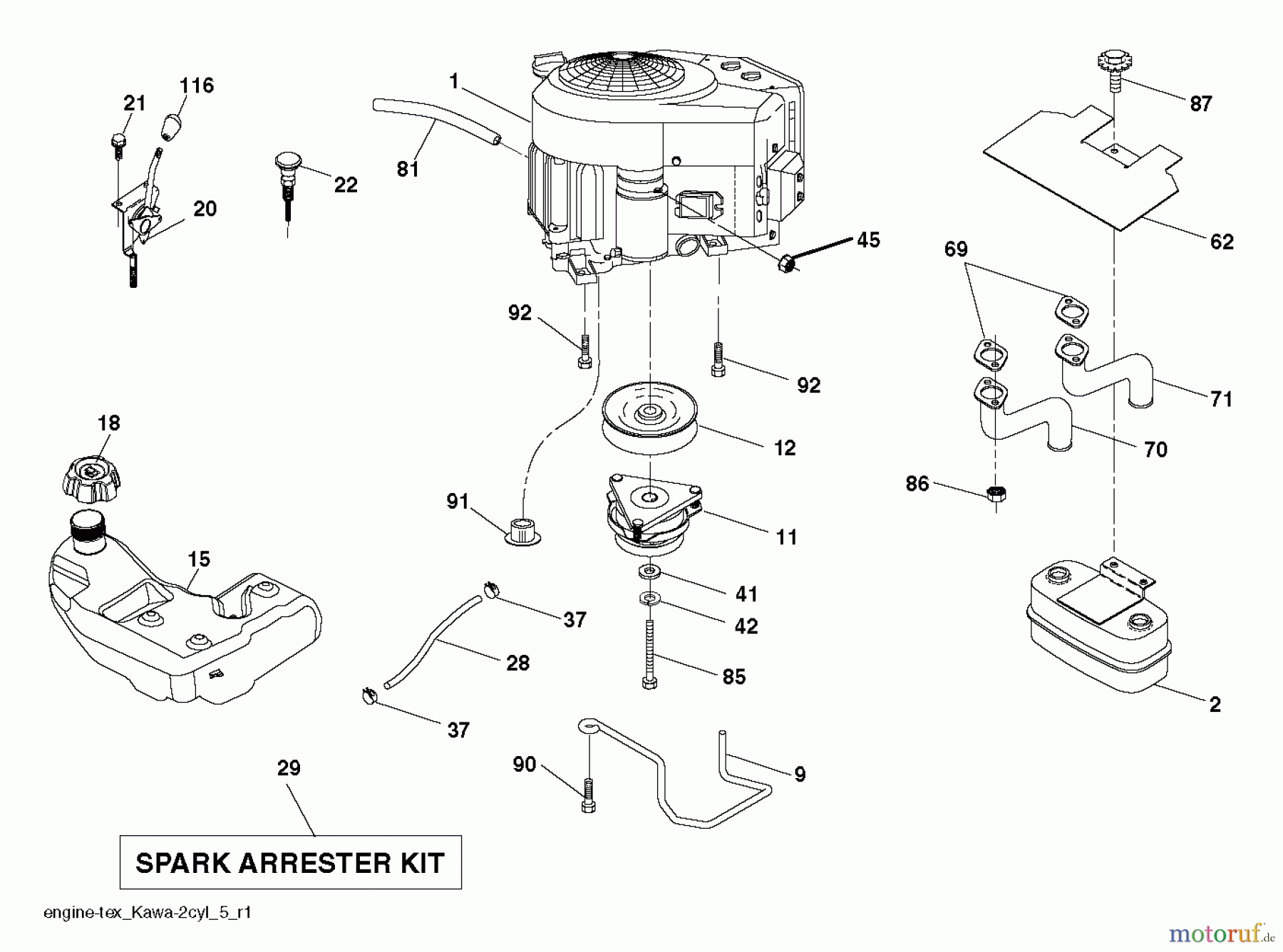 Husqvarna Rasen und Garten Traktoren YT 42XLS (96043015300) - Husqvarna Yard Tractor (2012-09 & After) ENGINE