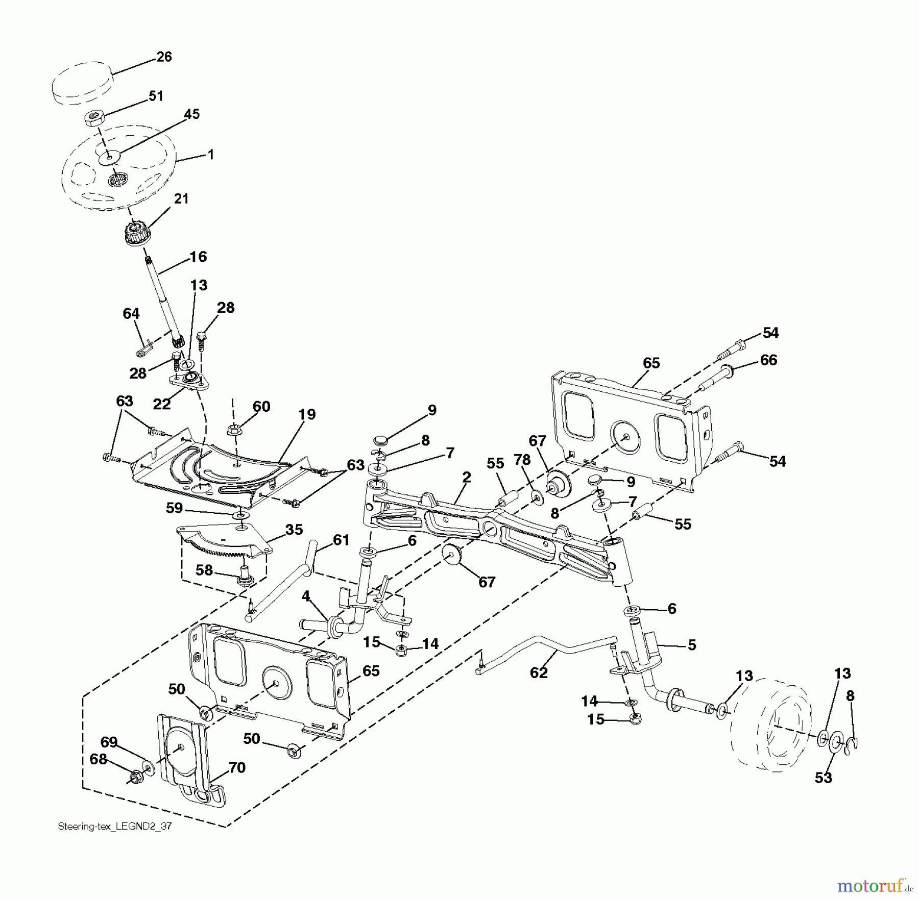 Husqvarna Rasen und Garten Traktoren YTH 24V42LS (96043011500) - Husqvarna Yard Tractor (2010-11 & After) STEERING