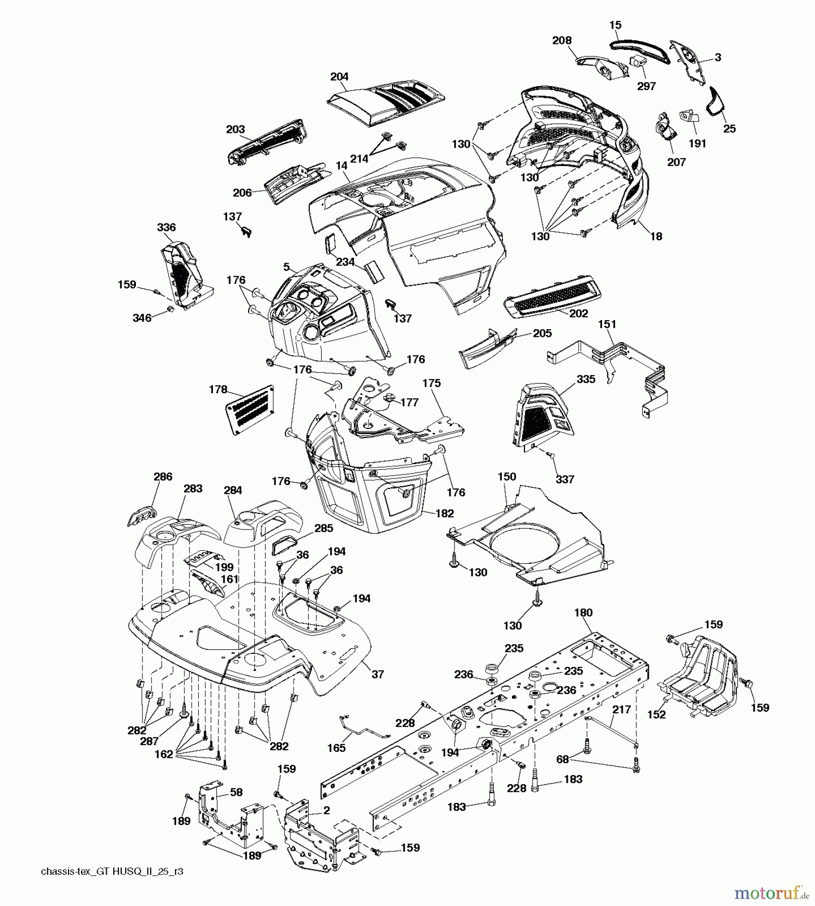 Husqvarna Rasen und Garten Traktoren YTH 24V42LS (96043012801) - Husqvarna Yard Tractor (2011-08 & After) CHASSIS ENCLOSURES