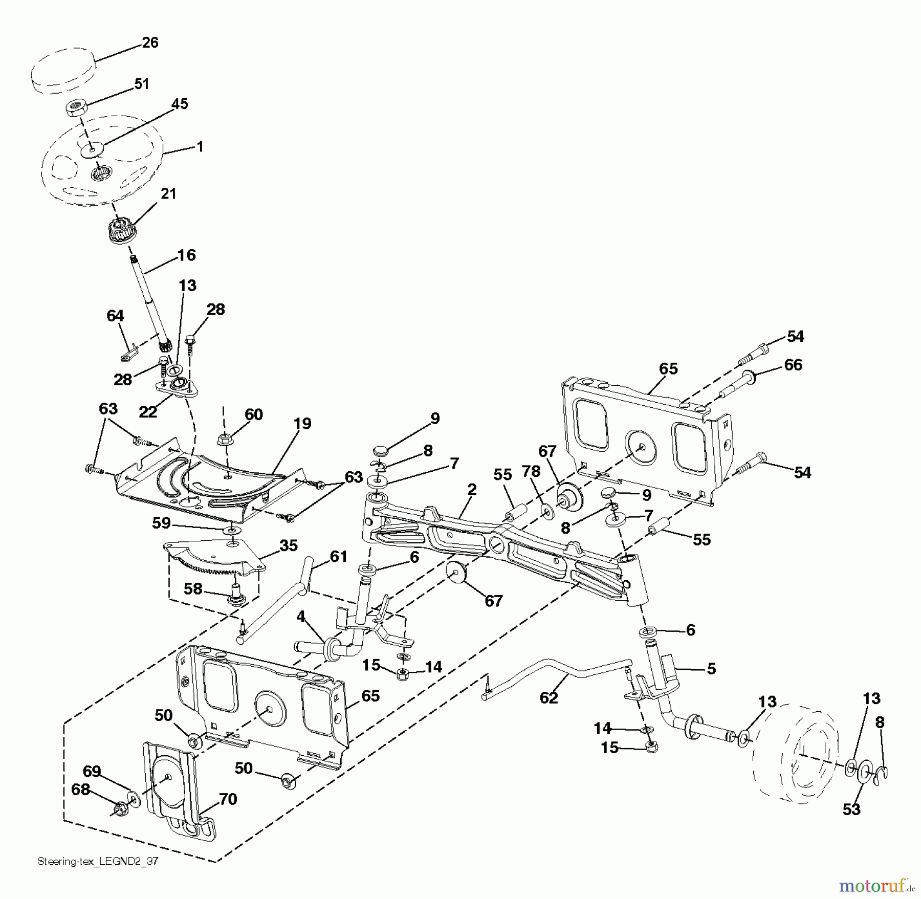 Husqvarna Rasen und Garten Traktoren YTH 24V42LS (96043012801) - Husqvarna Yard Tractor (2011-08 & After) STEERING