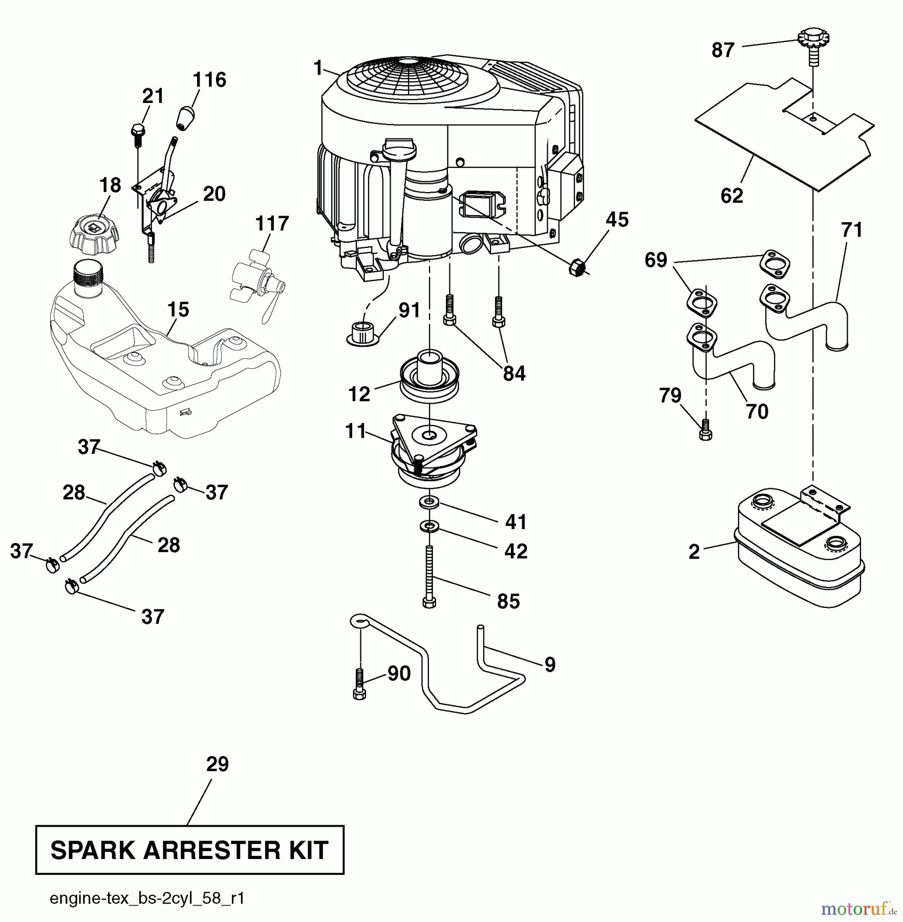 Husqvarna Rasen und Garten Traktoren YTH 24V48LS (96043008900) - Husqvarna Yard Tractor (2009-12 & After) Engine