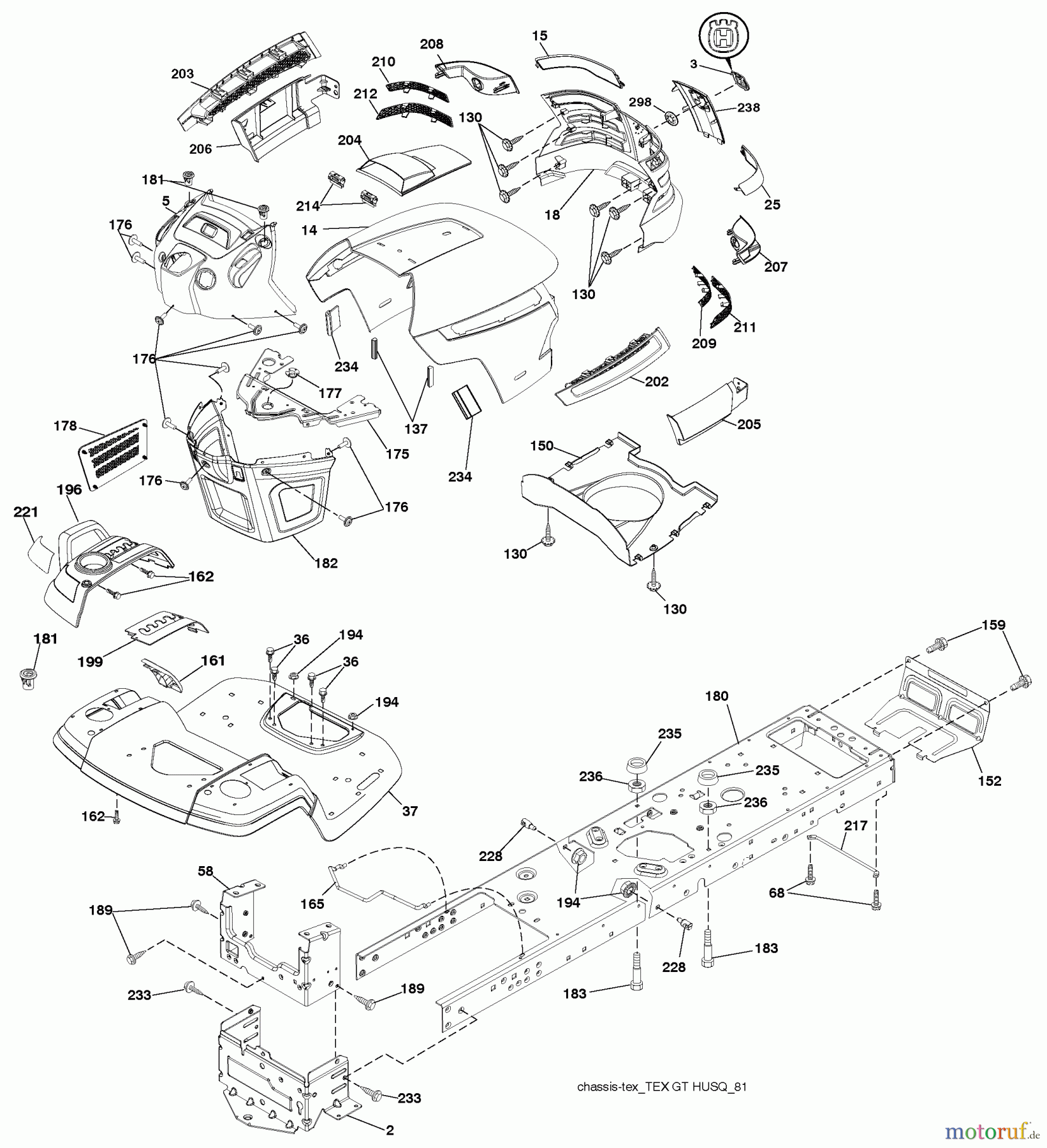 Husqvarna Rasen und Garten Traktoren YTH 24V48LS (96043009800) - Husqvarna Yard Tractor (2009-12 & After) Chassis