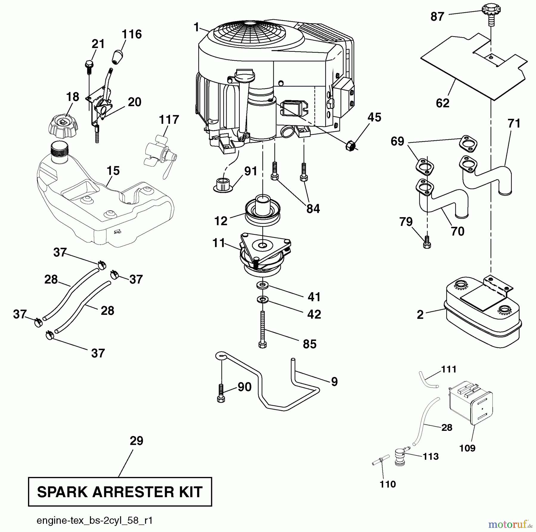 Husqvarna Rasen und Garten Traktoren YTH 24V48LS (96043009800) - Husqvarna Yard Tractor (2009-12 & After) Engine