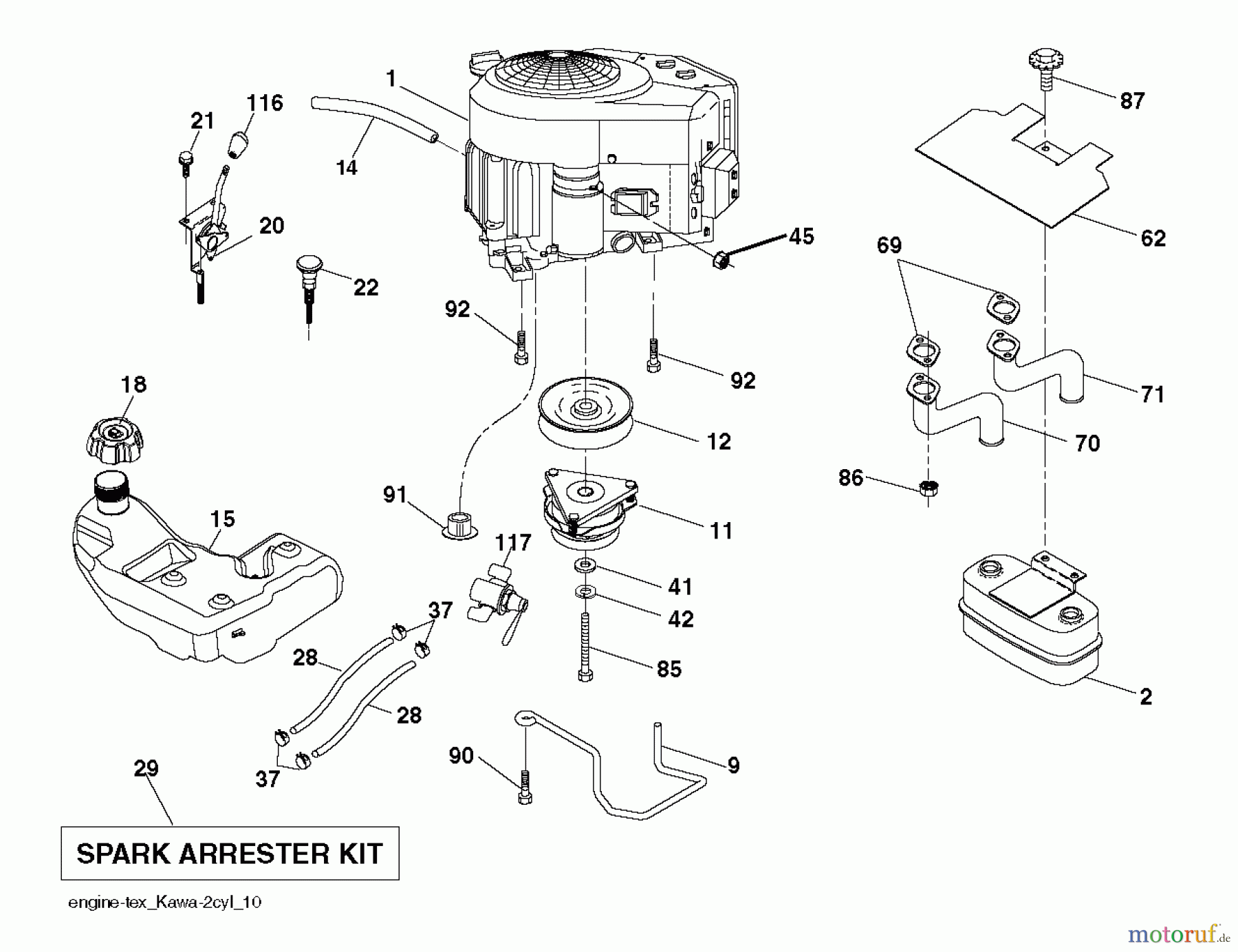 Husqvarna Rasen und Garten Traktoren YTH 24V48LS (96043011602) - Husqvarna Yard Tractor (2011-07 & After) ENGINE