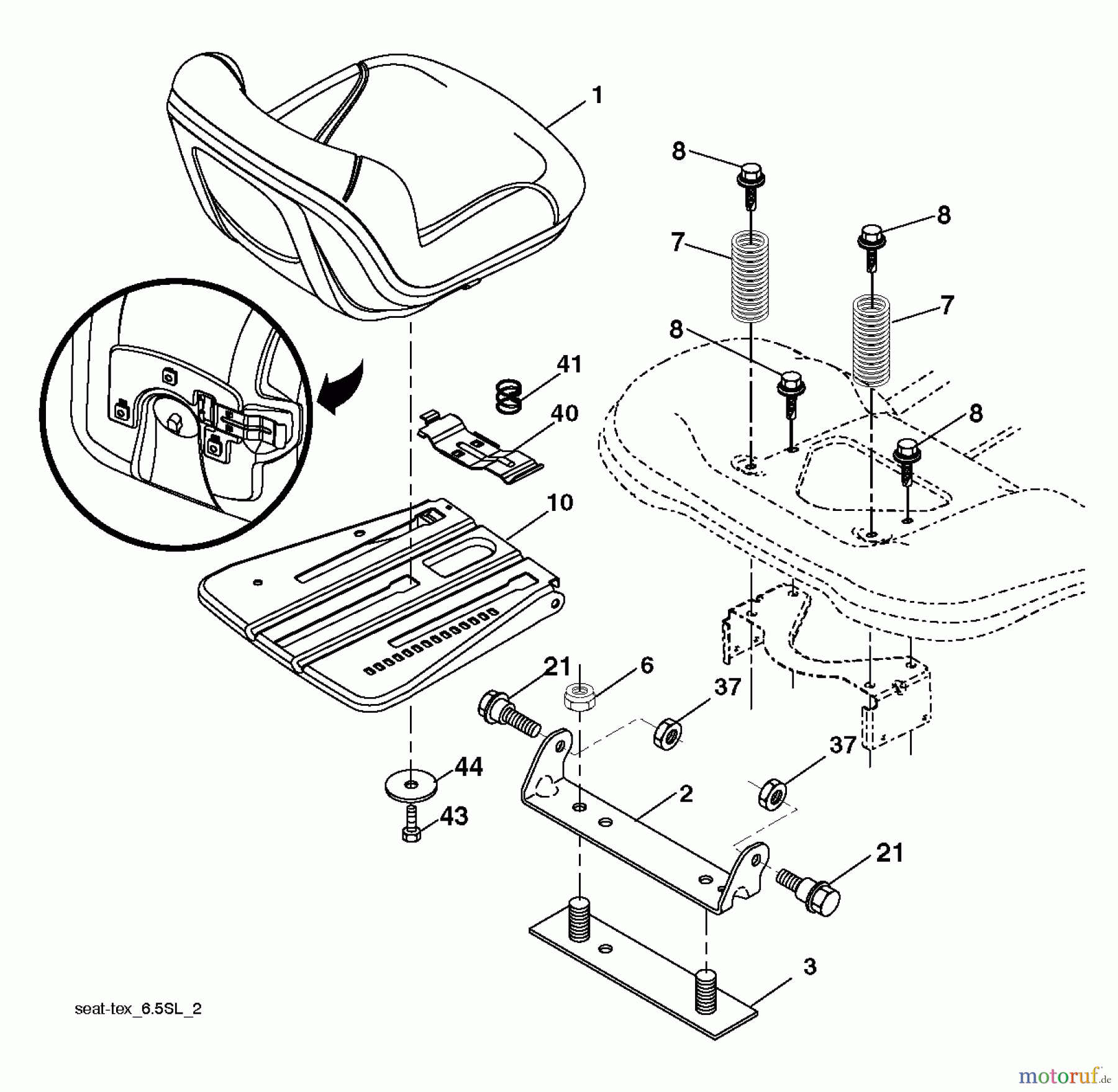 Husqvarna Rasen und Garten Traktoren YTH 24V48LS (96043011602) - Husqvarna Yard Tractor (2011-07 & After) SEAT