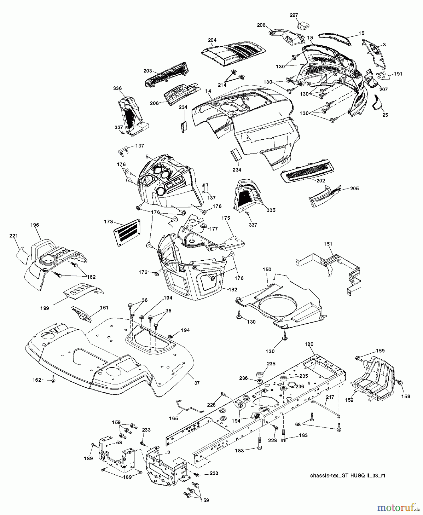 Husqvarna Rasen und Garten Traktoren YTH 24V48LS (96043012900) - Husqvarna Yard Tractor (2011-01 & After) CHASSIS / FRAME