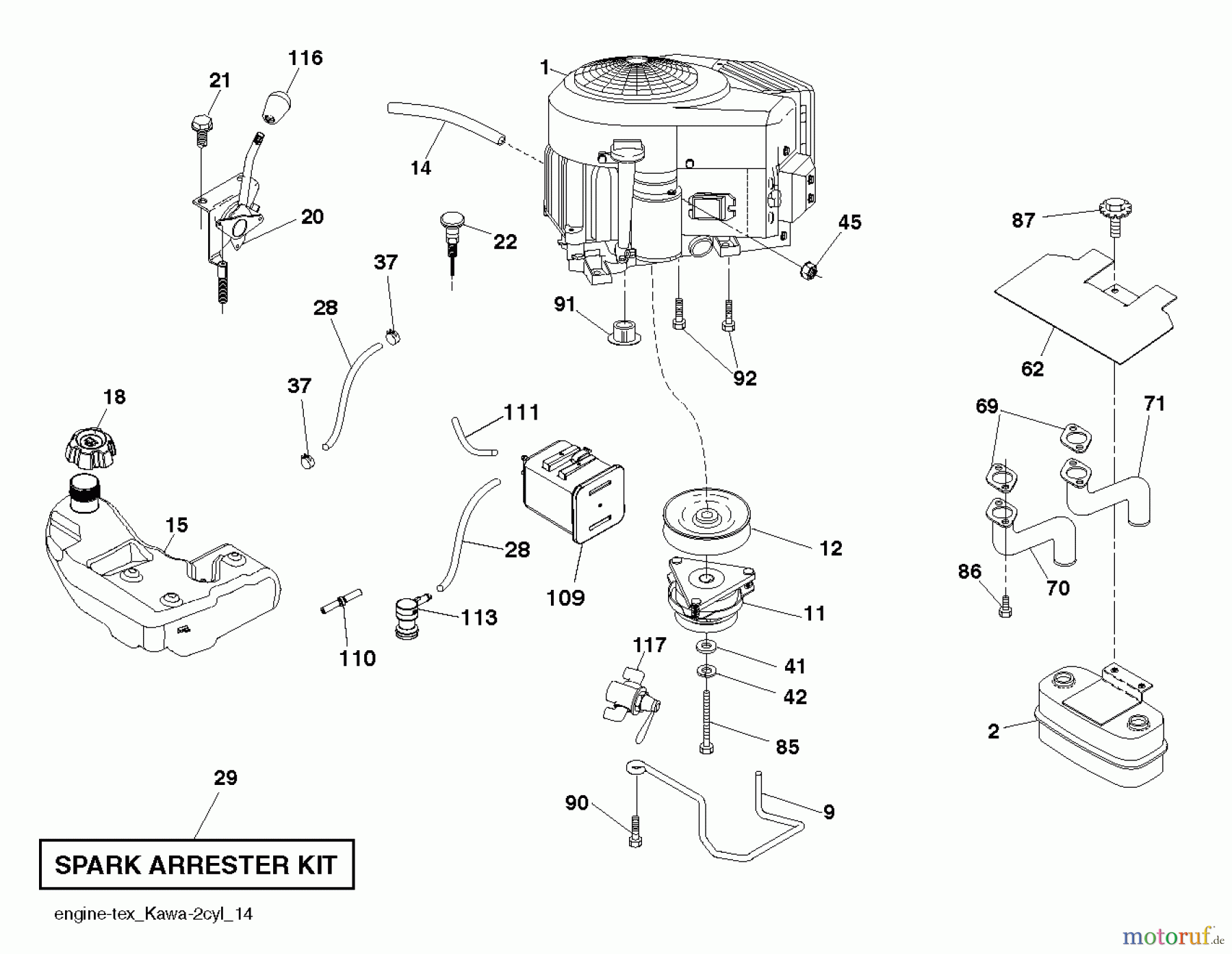 Husqvarna Rasen und Garten Traktoren YTH 24V48LS (96043012900) - Husqvarna Yard Tractor (2011-01 & After) ENGINE