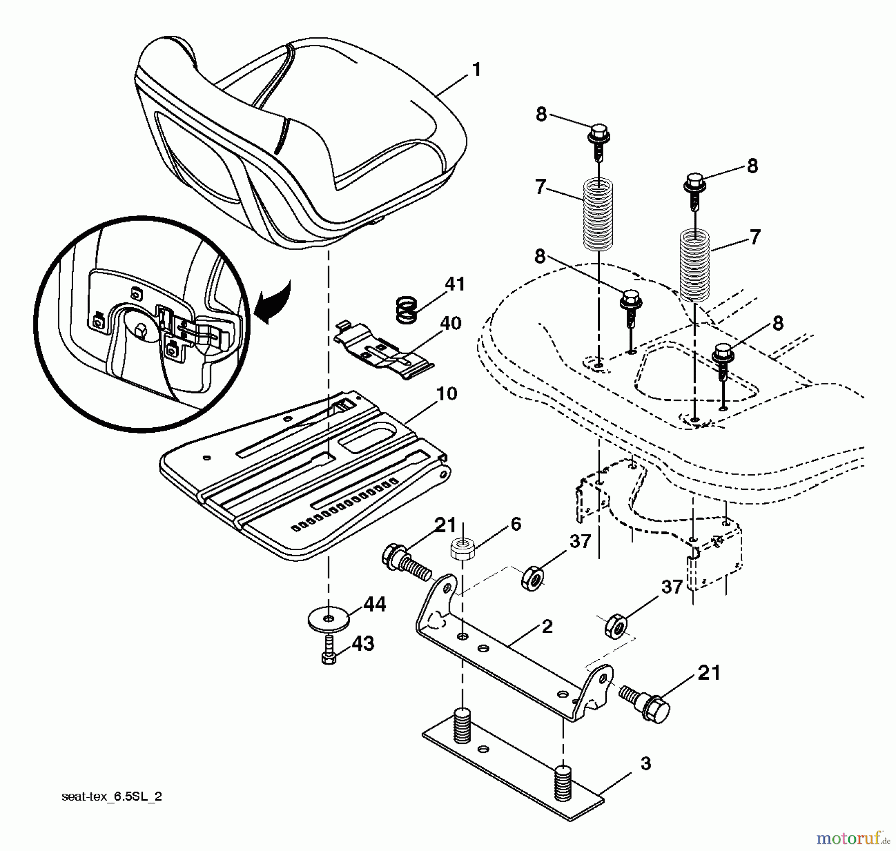 Husqvarna Rasen und Garten Traktoren YTH 24V48LS (96043012901) - Husqvarna Yard Tractor (2011-08 & After) SEAT