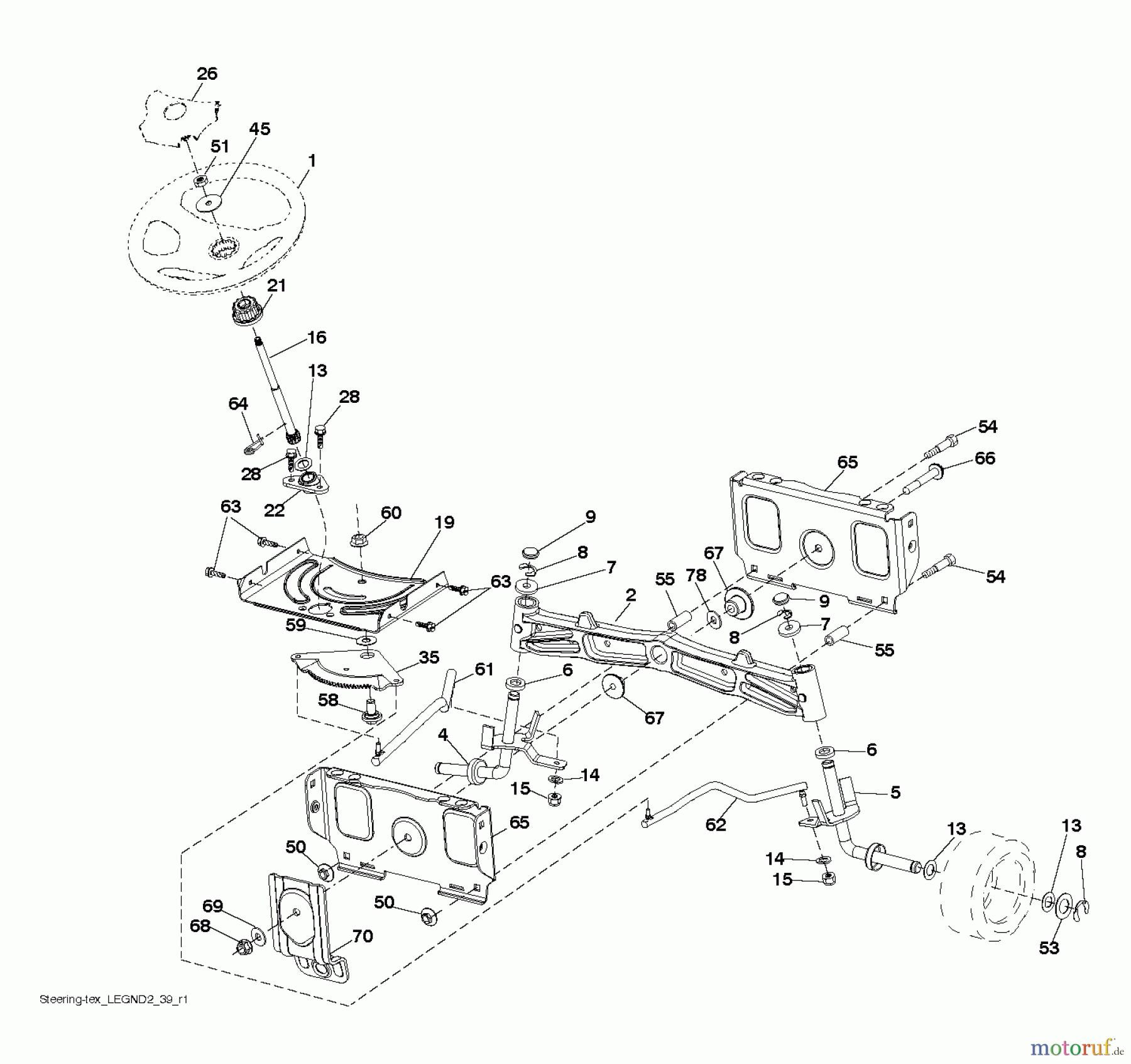 Husqvarna Rasen und Garten Traktoren YTH 24V48LS (96043011602) - Husqvarna Yard Tractor (2011-07 & After) STEERING