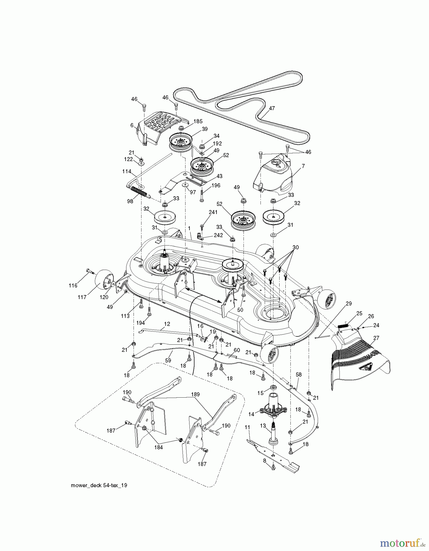 Husqvarna Rasen und Garten Traktoren YTH 24V54 (289640) - Husqvarna Yard Tractor (2010-05 & After) MOWER DECK / CUTTING DECK