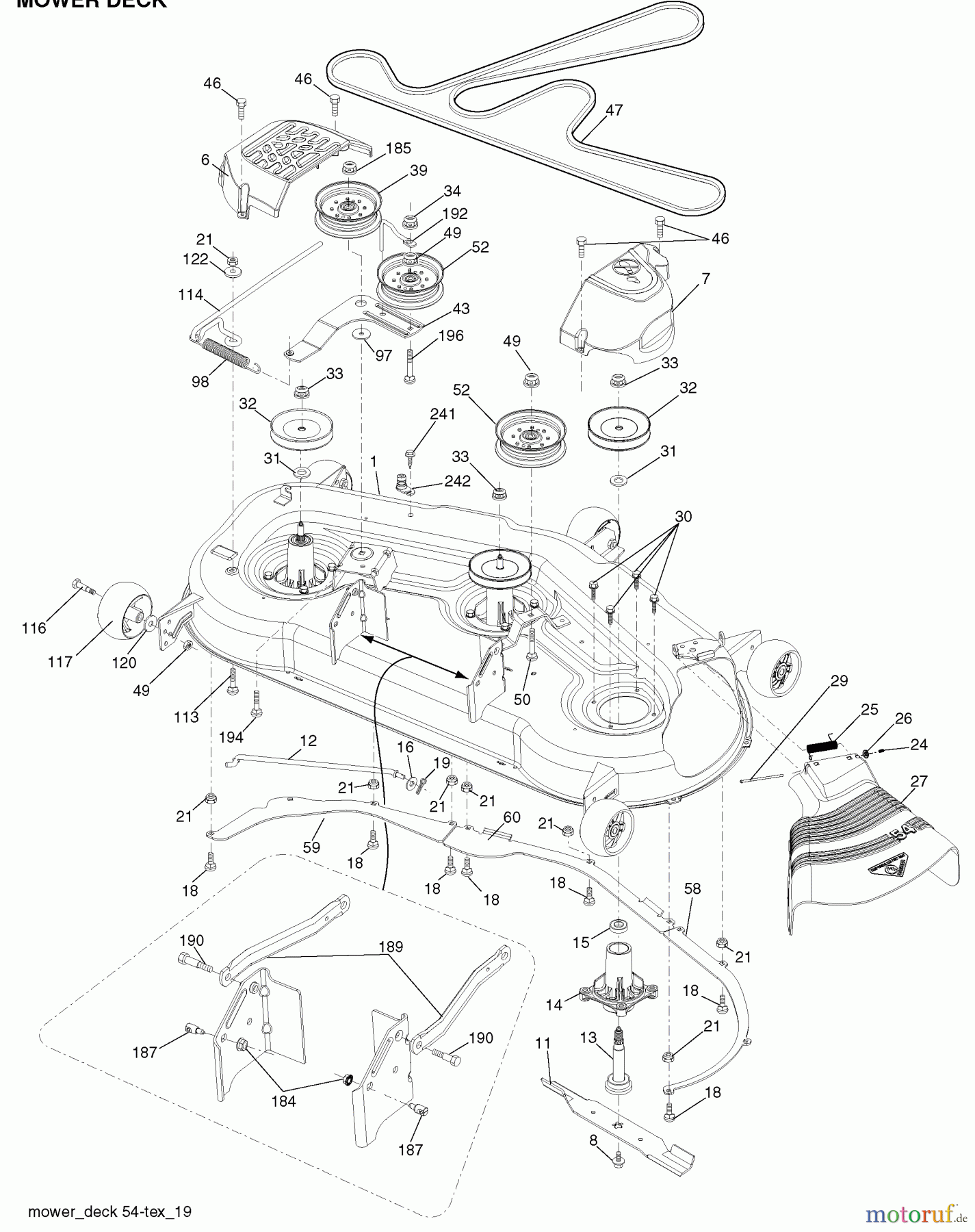 Husqvarna Rasen und Garten Traktoren YTH 24V54 (917.289640) - Husqvarna Yard Tractor (2010-04 & After) (Sears Craftsman) Mower Deck