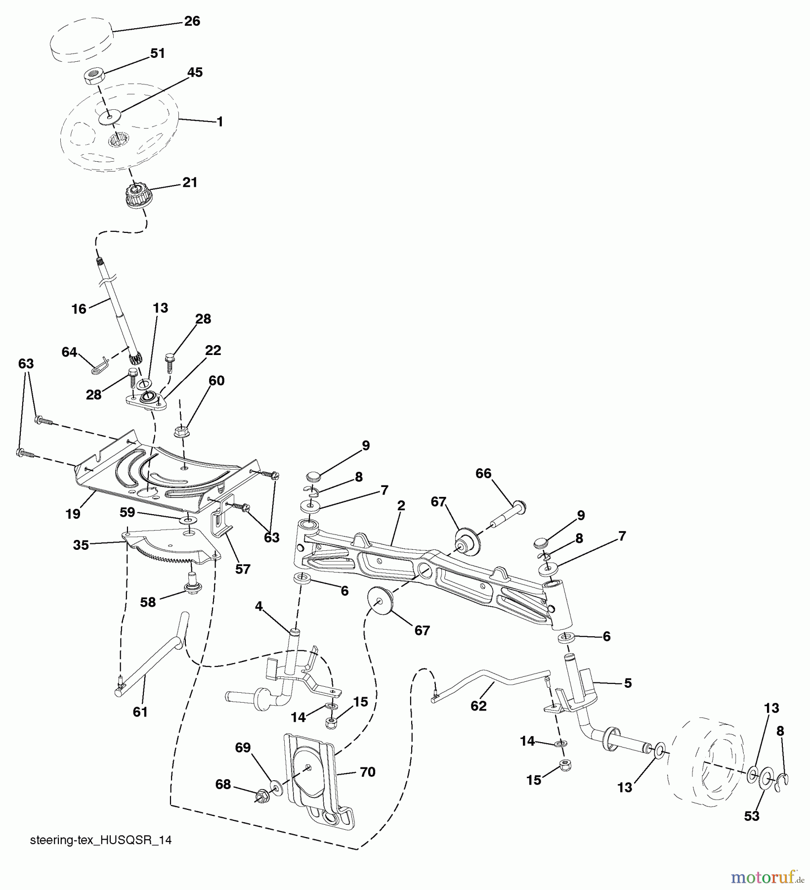 Husqvarna Rasen und Garten Traktoren YTH 24V54 (917.289640) - Husqvarna Yard Tractor (2010-04 & After) (Sears Craftsman) Steering Assembly