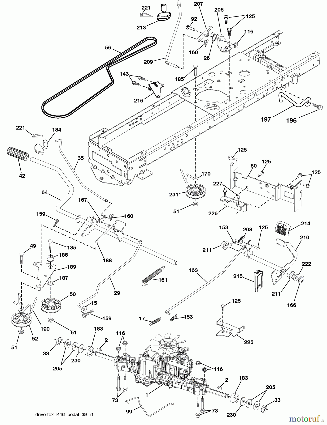 Husqvarna Rasen und Garten Traktoren YTH 24V54 (96043009301) - Husqvarna Yard Tractor (2010-04 & After) Drive