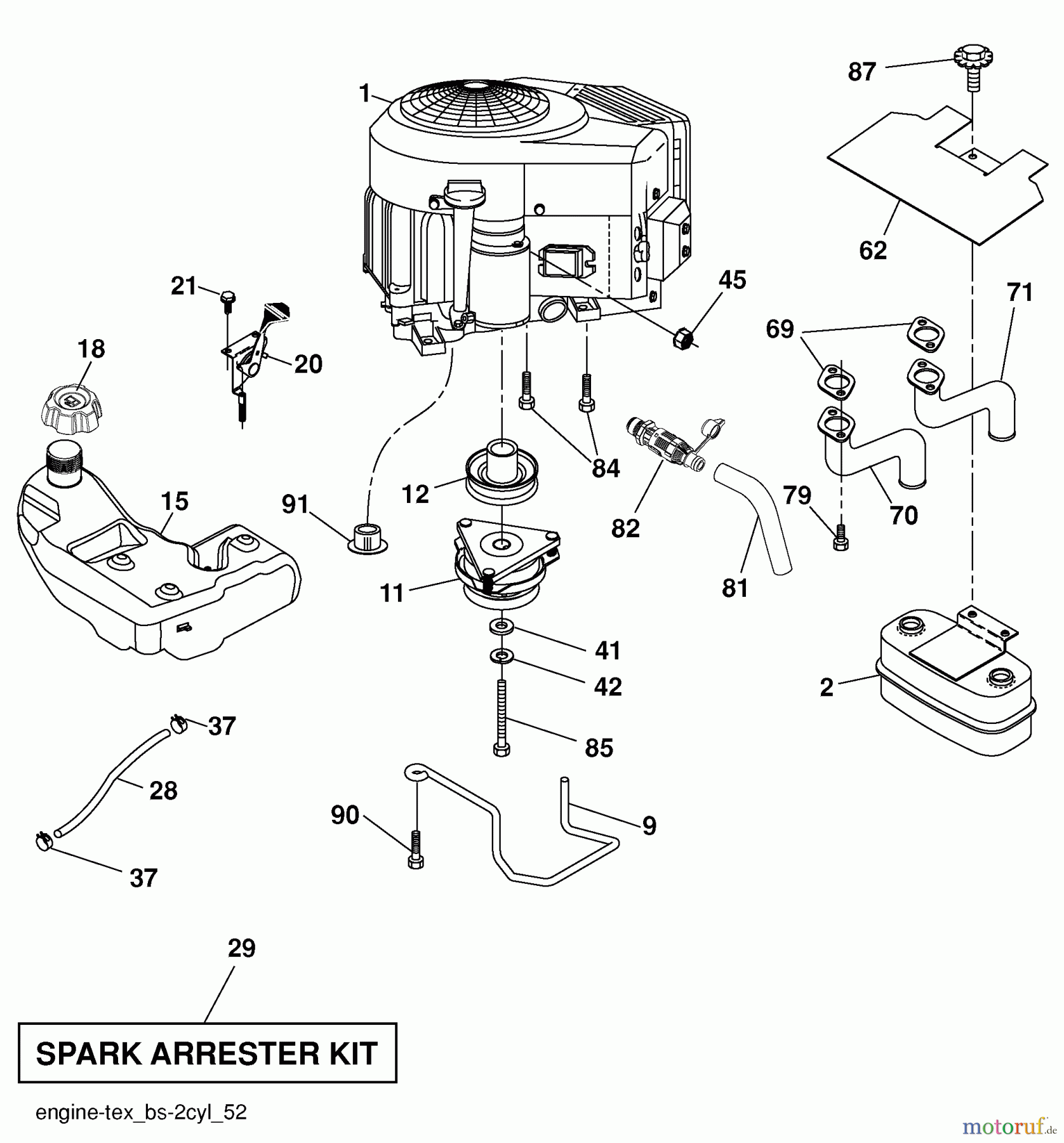 Husqvarna Rasen und Garten Traktoren YTH 24V54 (96043009301) - Husqvarna Yard Tractor (2010-04 & After) Engine