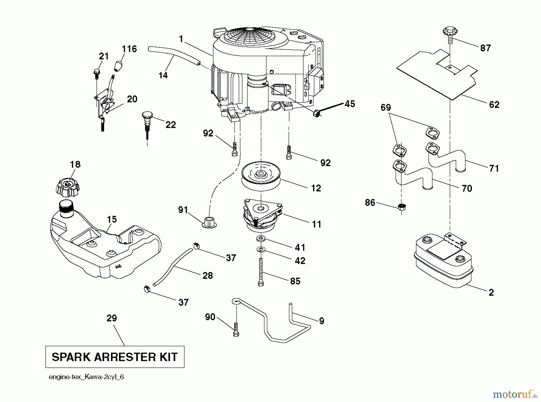 Husqvarna Rasen und Garten Traktoren YTH 24V54XLS (96043011400) - Husqvarna Yard Tractor (2010-11 & After) ENGINE