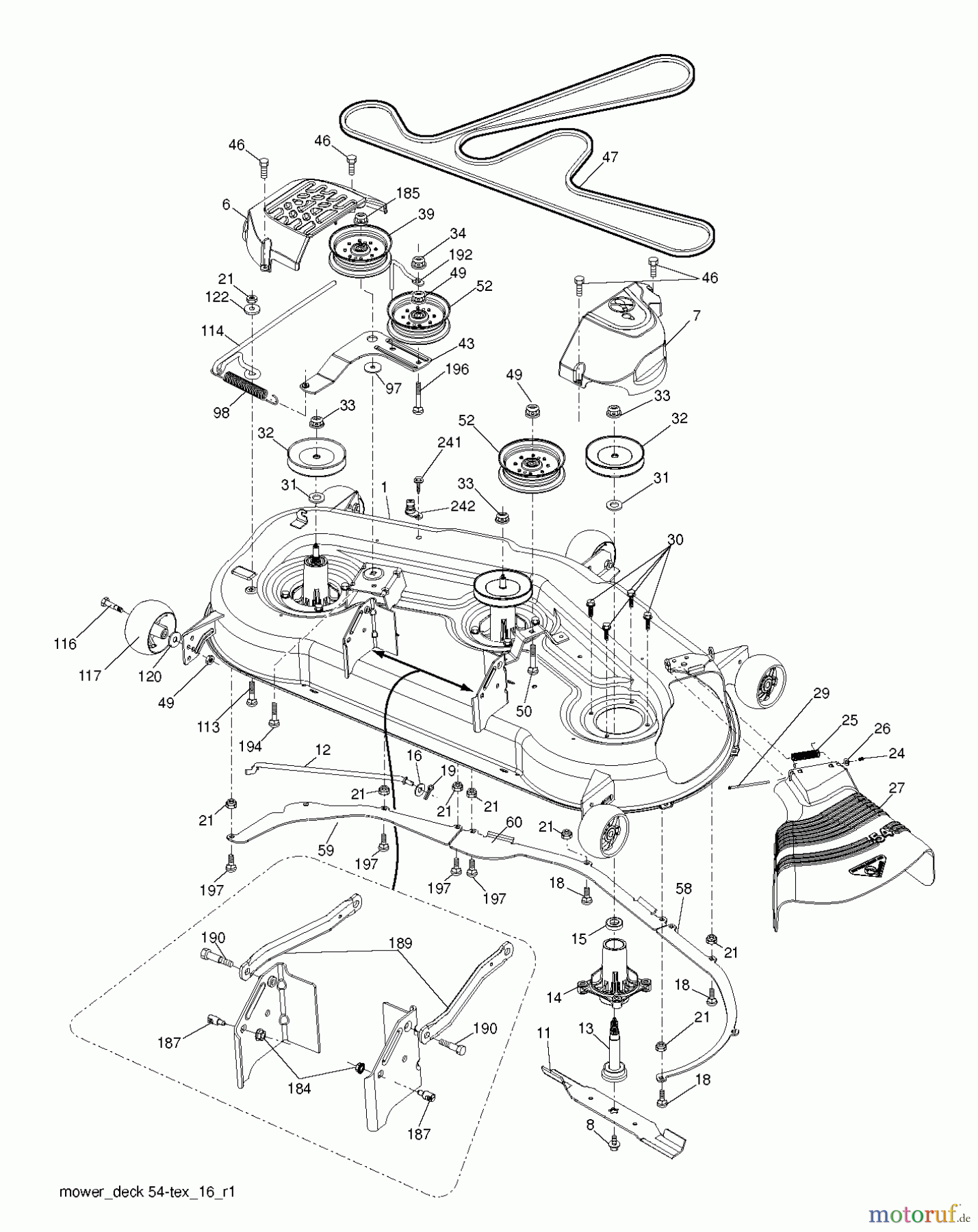 Husqvarna Rasen und Garten Traktoren YTH 24V54XLS (96043011400) - Husqvarna Yard Tractor (2010-11 & After) MOWER DECK / CUTTING DECK