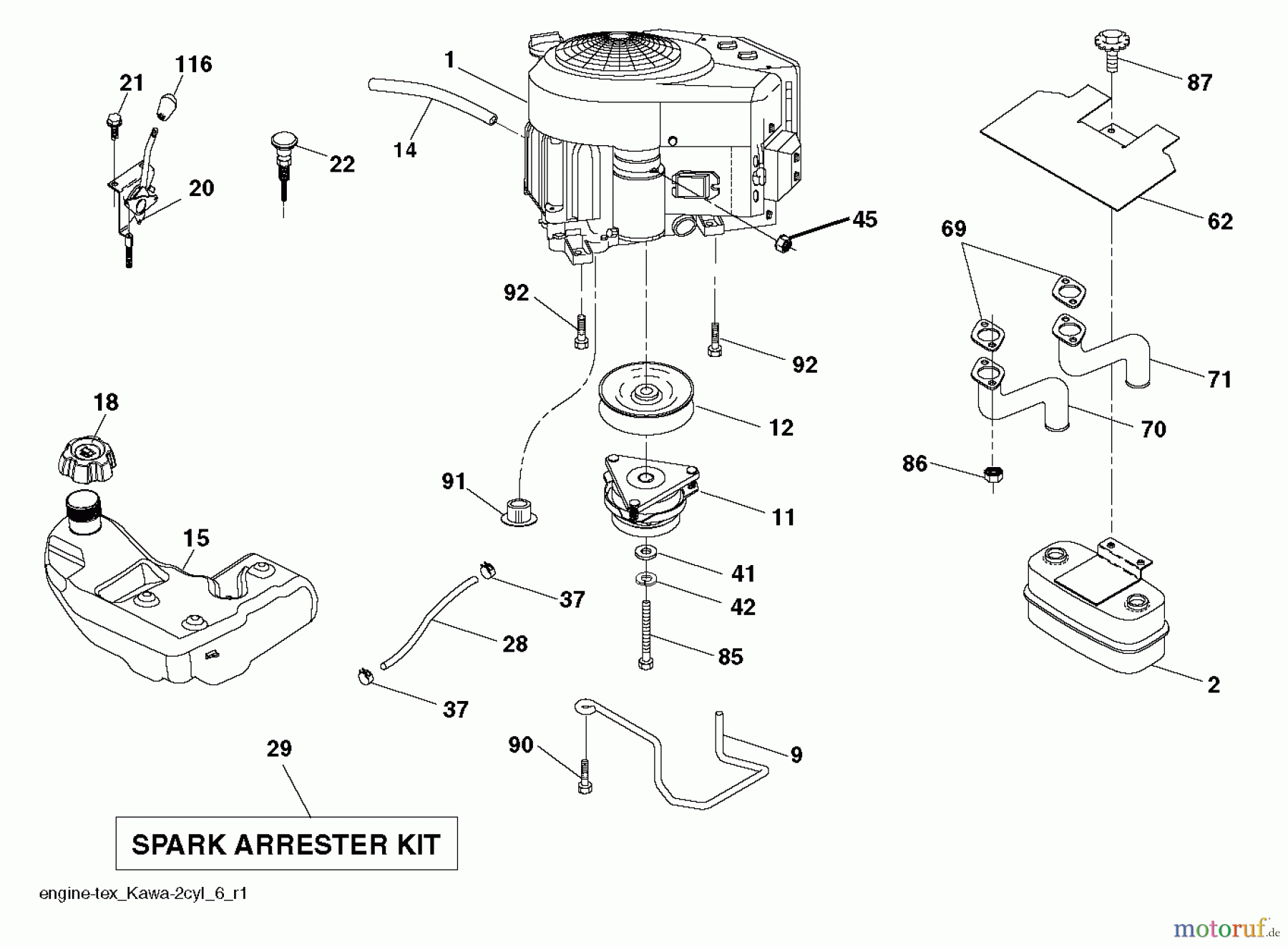 Husqvarna Rasen und Garten Traktoren YTH 24V54XLS (96043011402) - Husqvarna Yard Tractor (2011-07 & After) ENGINE