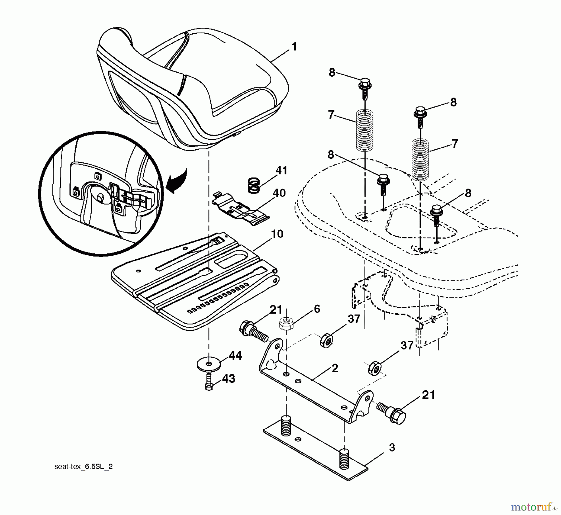 Husqvarna Rasen und Garten Traktoren YTH 24V54XLS (96043011400) - Husqvarna Yard Tractor (2010-11 & After) SEAT