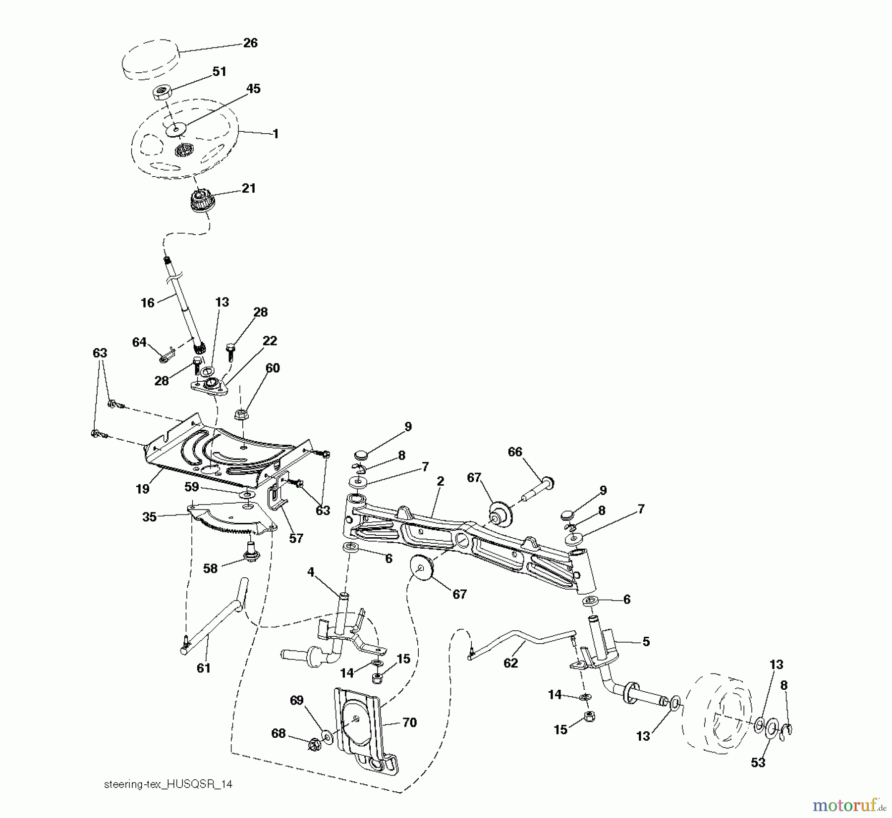 Husqvarna Rasen und Garten Traktoren YTH 24V54XLS (96043011400) - Husqvarna Yard Tractor (2010-11 & After) STEERING
