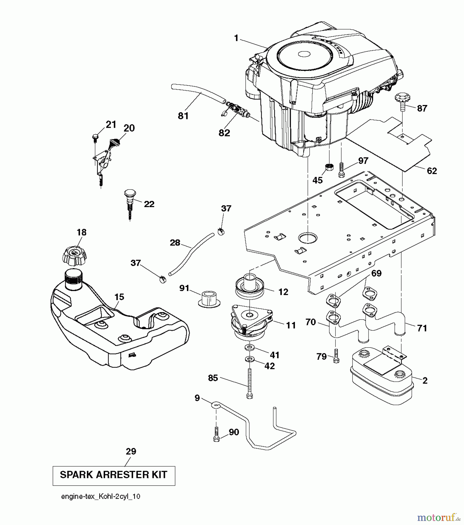 Husqvarna Rasen und Garten Traktoren YTH 25K54 (96041027800) - Husqvarna Yard Tractor (2011-09 & After) ENGINE