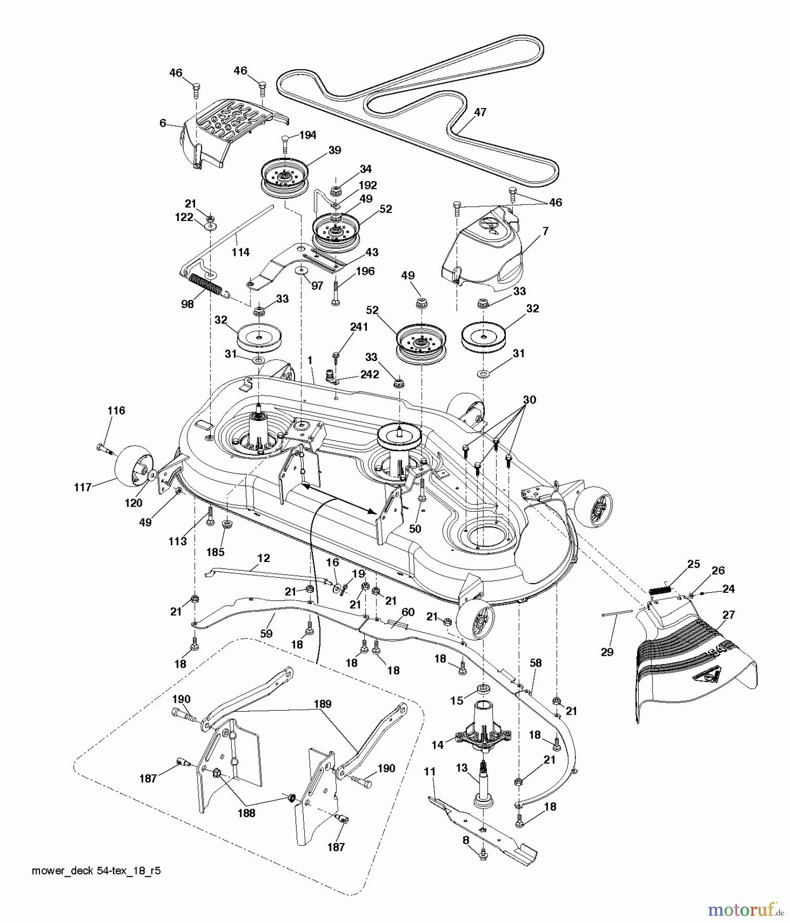 Husqvarna Rasen und Garten Traktoren YTH 25K54 (96041027800) - Husqvarna Yard Tractor (2011-09 & After) MOWER DECK / CUTTING DECK