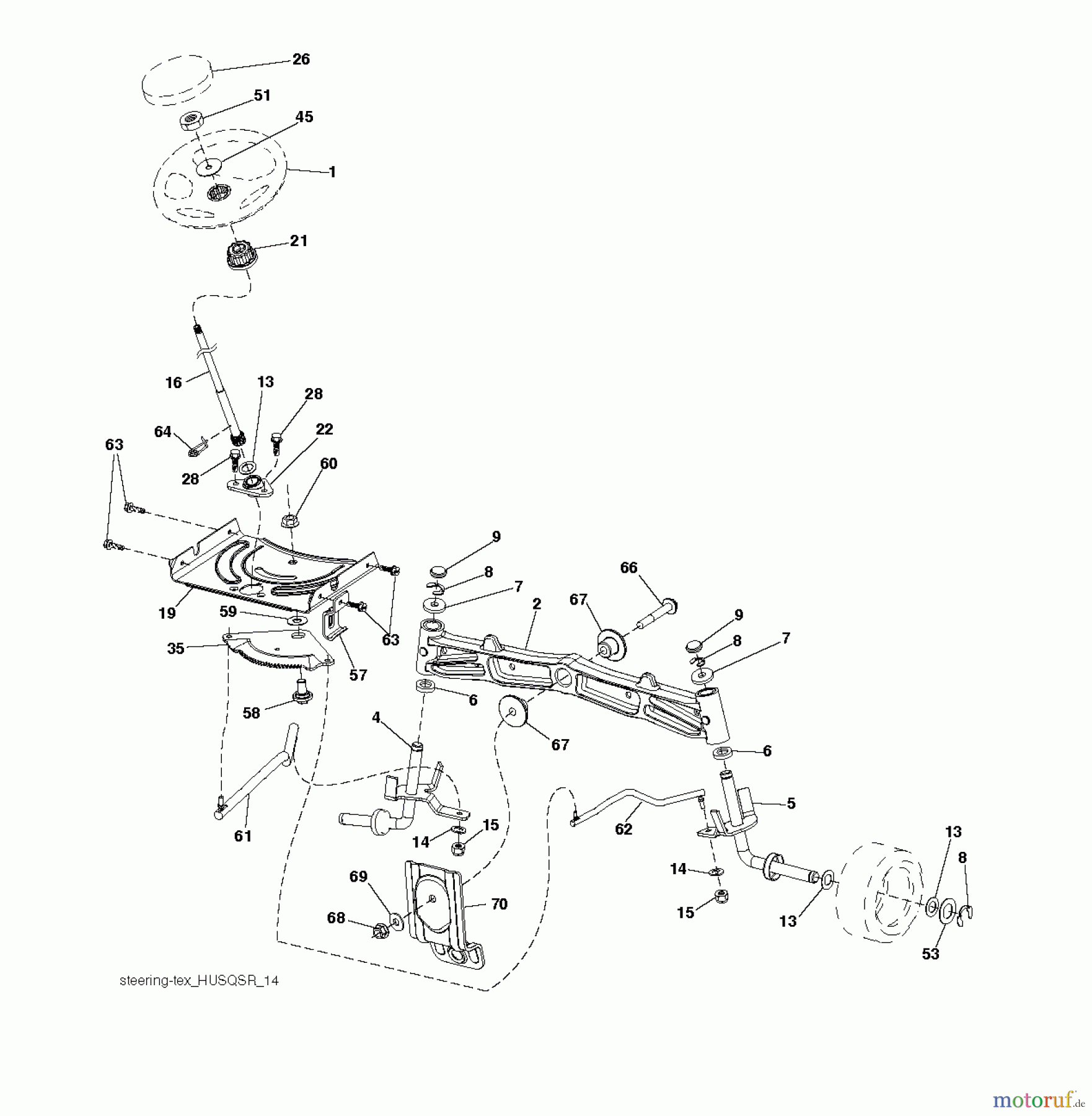 Husqvarna Rasen und Garten Traktoren YTH 25K54 (96041027800) - Husqvarna Yard Tractor (2011-09 & After) STEERING