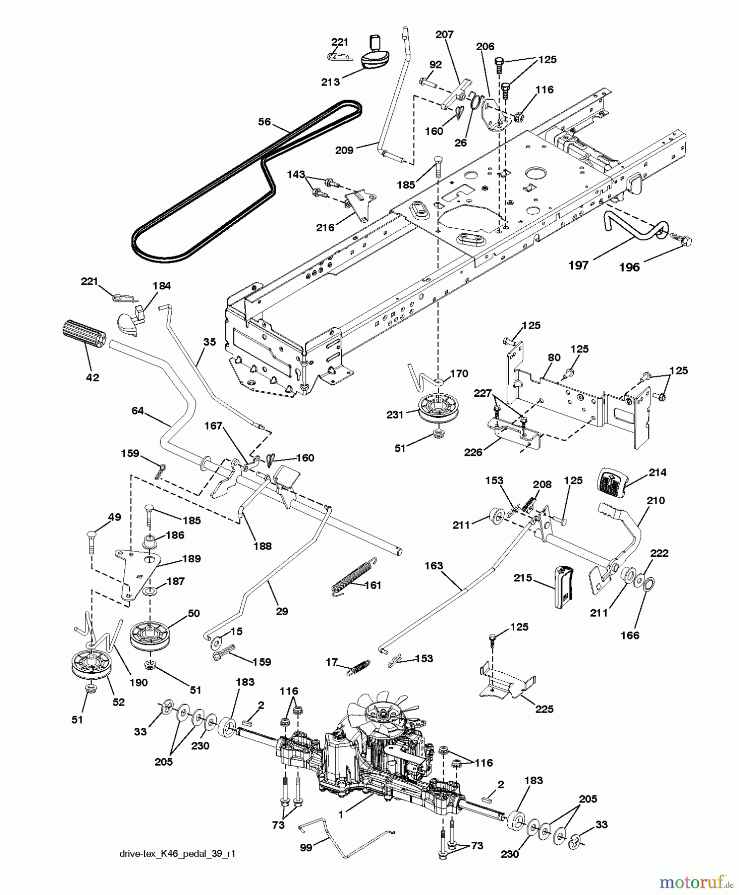 Husqvarna Rasen und Garten Traktoren YTH 25K54 (96048003400) - Husqvarna Yard Tractor (2012-02 & After) DRIVE