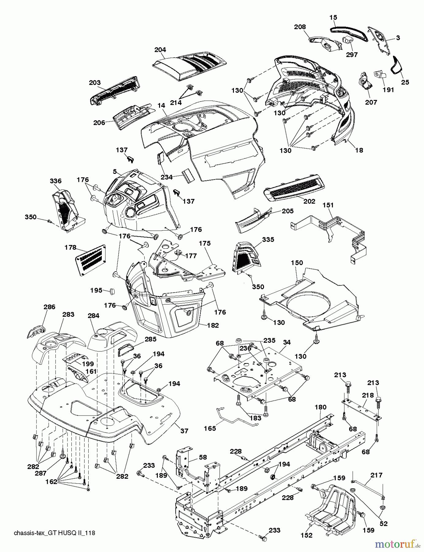 Husqvarna Rasen und Garten Traktoren YTH 25K54 (96048003401) - Husqvarna Yard Tractor (2012-08 & After) CHASSIS / FRAME