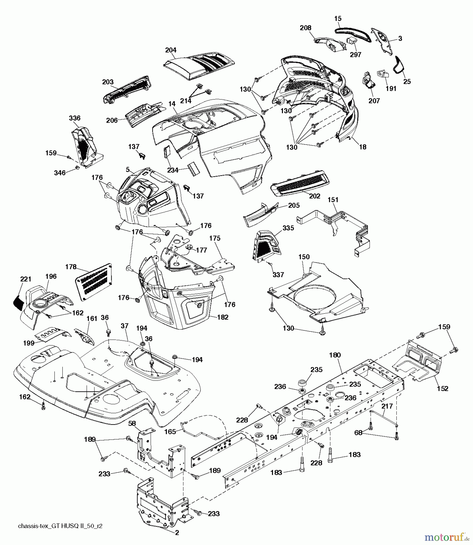 Husqvarna Rasen und Garten Traktoren YTH 2648TDRF (96041026400) - Husqvarna Yard Tractor (2011-05 & After) CHASSIS ENCLOSURES
