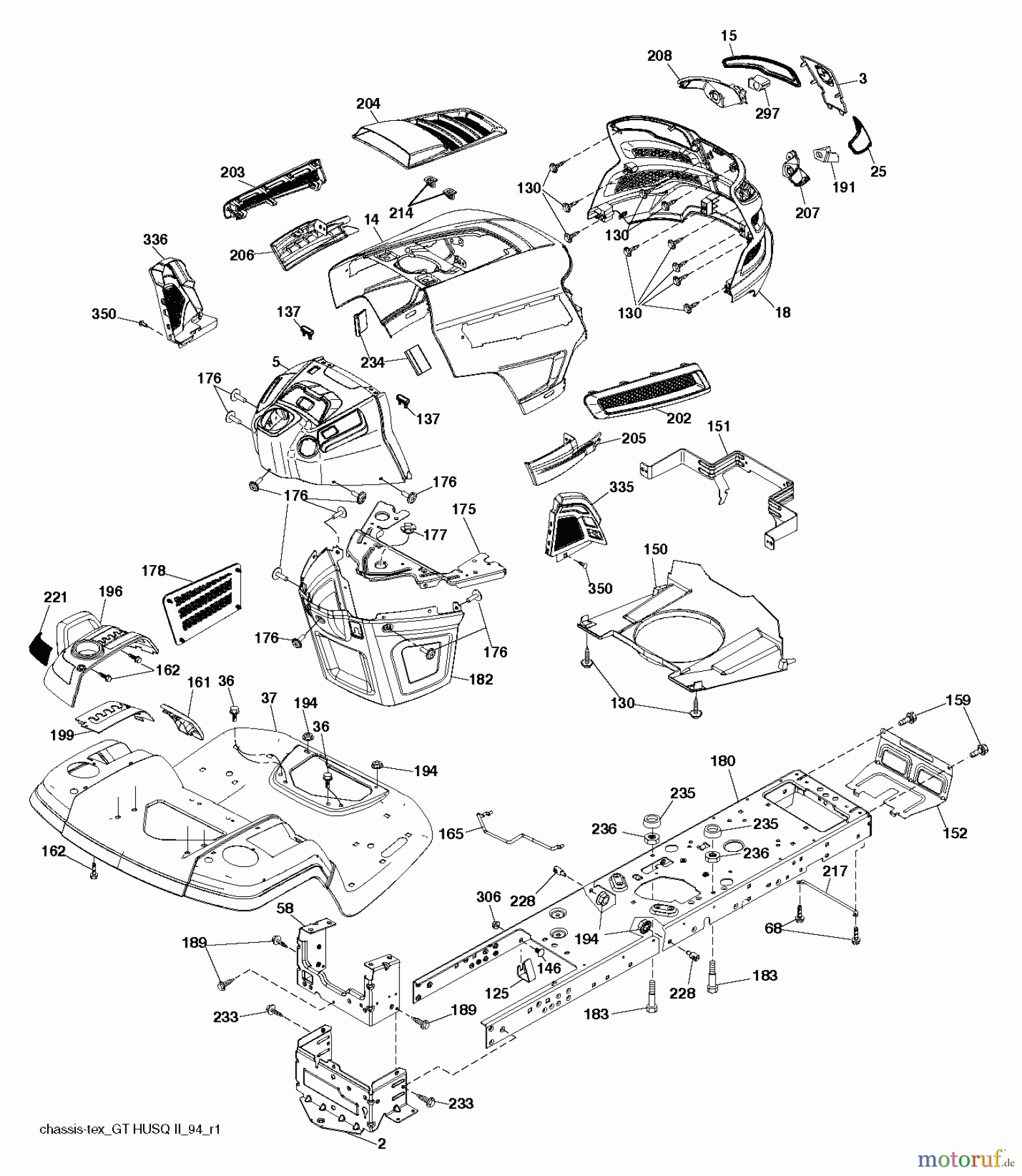Husqvarna Rasen und Garten Traktoren YTH 2648TDRF (96041026402) - Husqvarna Yard Tractor (2013-05) CHASSIS ENCLOSURES