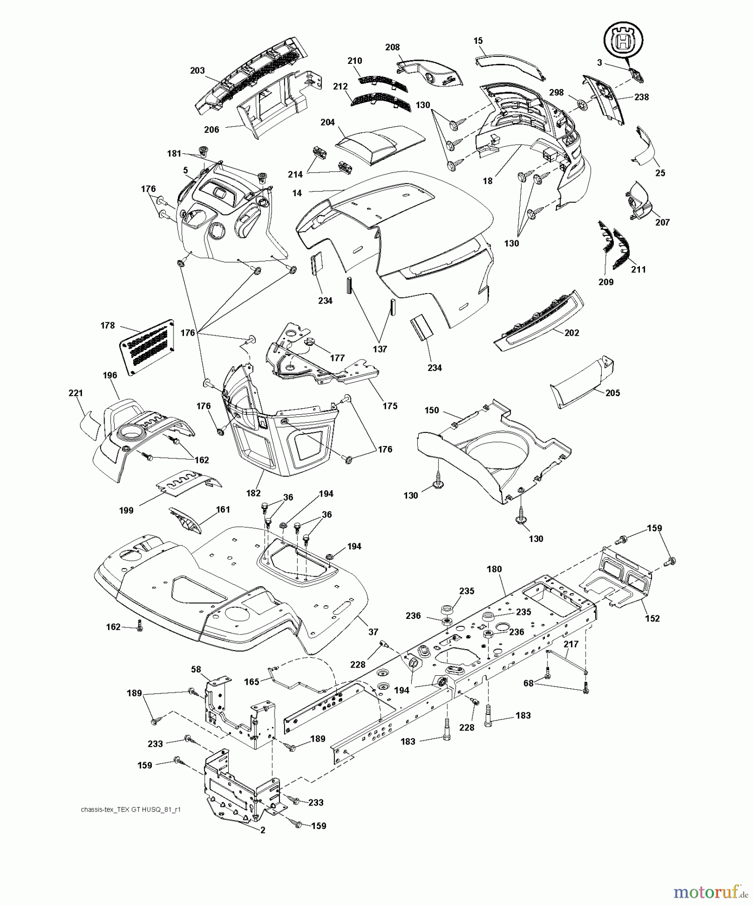 Husqvarna Rasen und Garten Traktoren YTH 2648TF (96041017402) - Husqvarna Yard Tractor (2011-02 & After) CHASSIS ENCLOSURES
