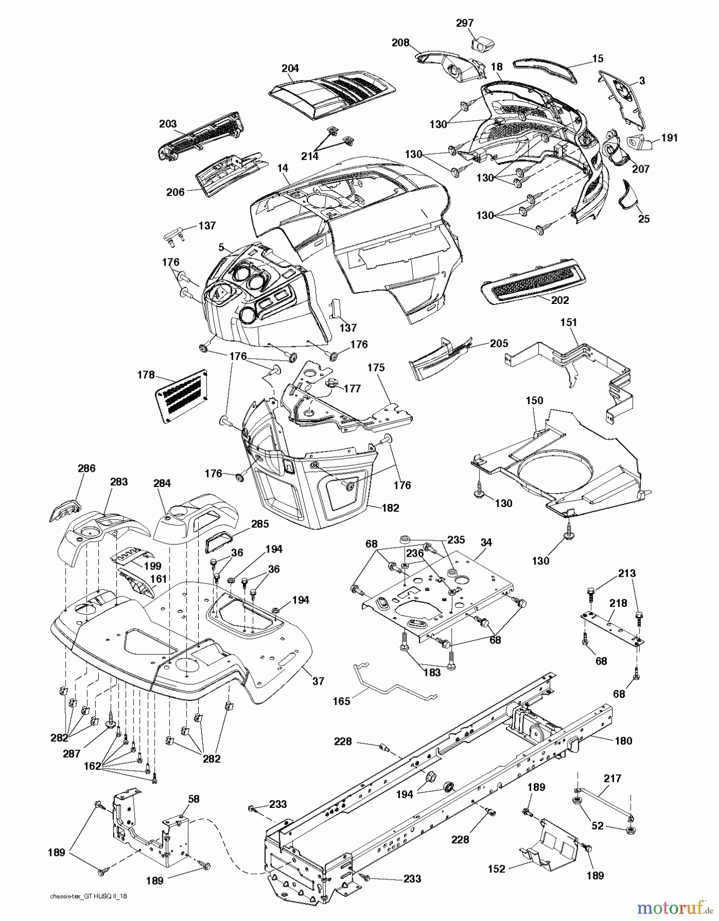Husqvarna Rasen und Garten Traktoren YTH 26V54 (96043011101) - Husqvarna Yard Tractor (2010-12 & After) CHASSIS / FRAME