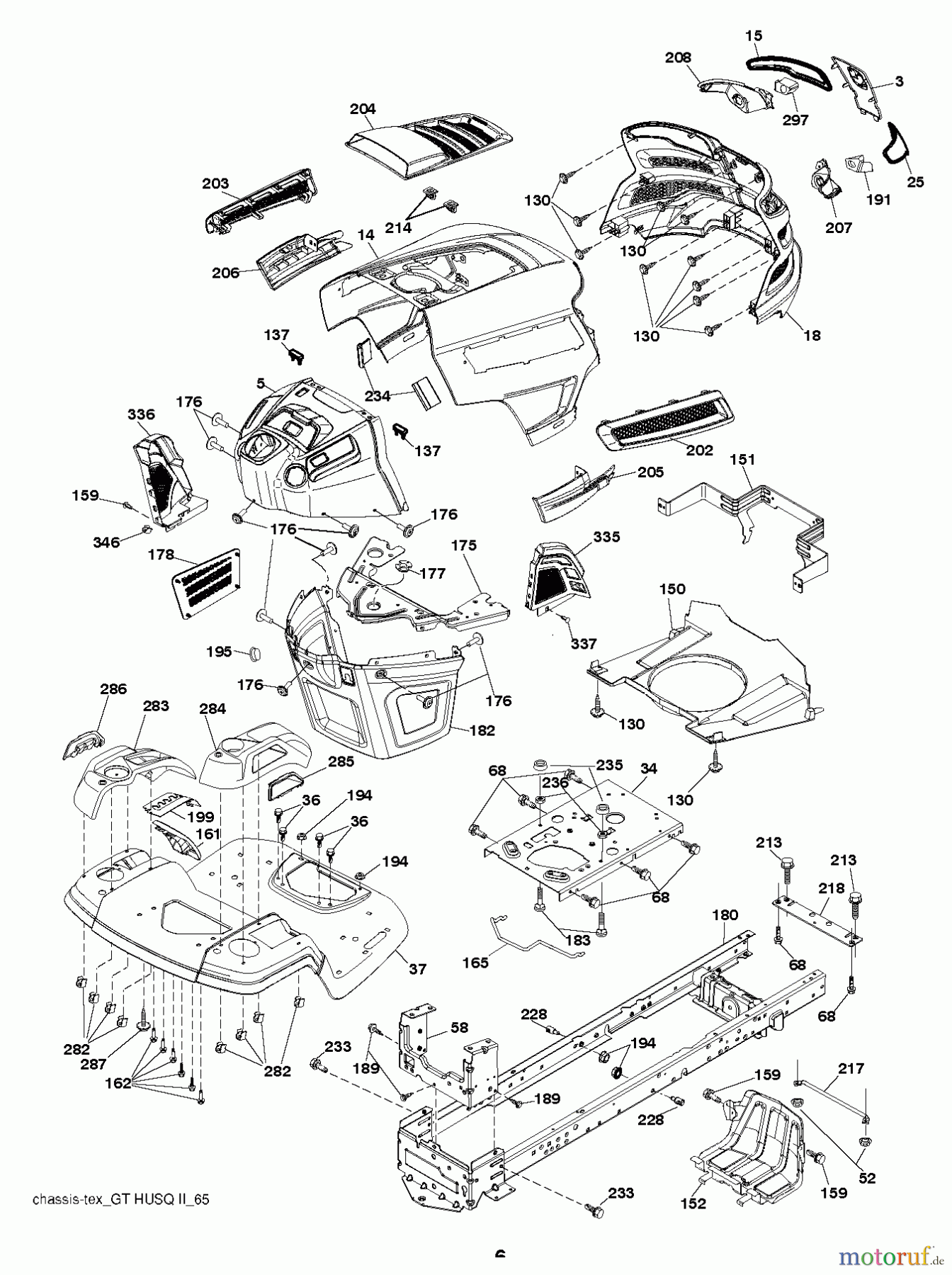 Husqvarna Rasen und Garten Traktoren YTH 26V54 (96043011102) - Husqvarna Yard Tractor (2011-08 & After) CHASSIS / FRAME