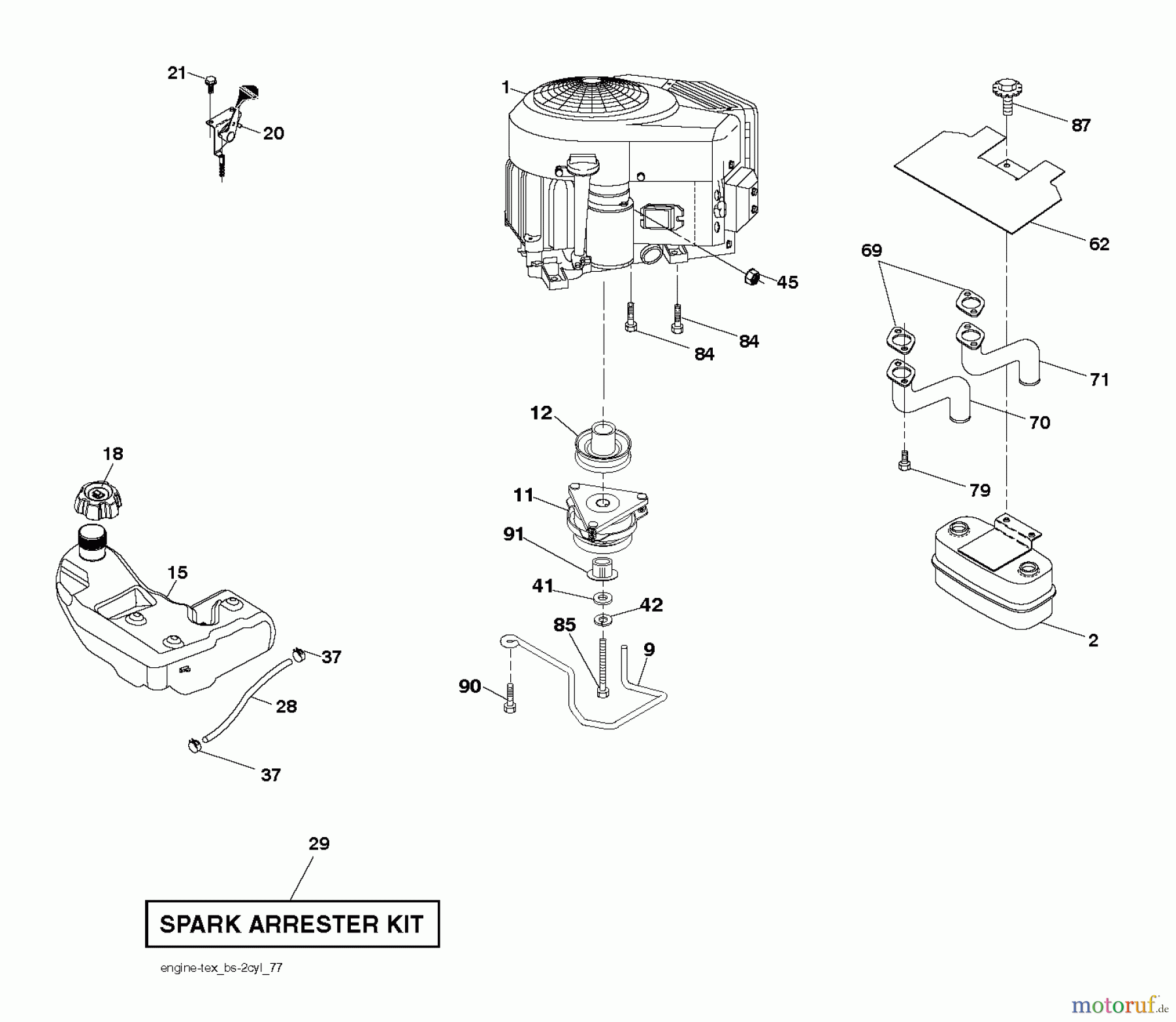 Husqvarna Rasen und Garten Traktoren YTH 26V54 (96043011102) - Husqvarna Yard Tractor (2011-08 & After) ENGINE