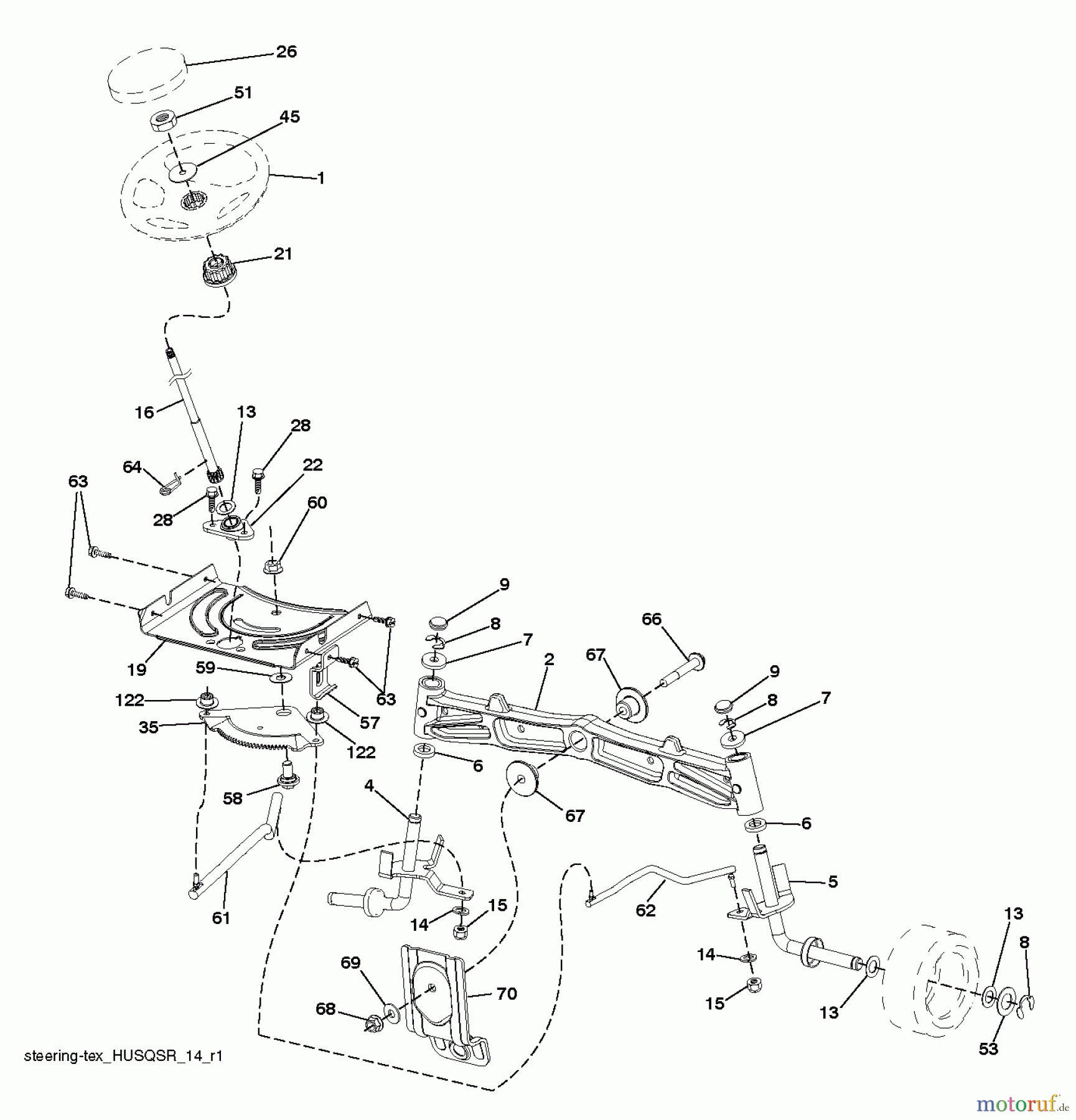 Husqvarna Rasen und Garten Traktoren YTH 26V54 (96043011103) - Husqvarna Yard Tractor (2012-05 & After) STEERING