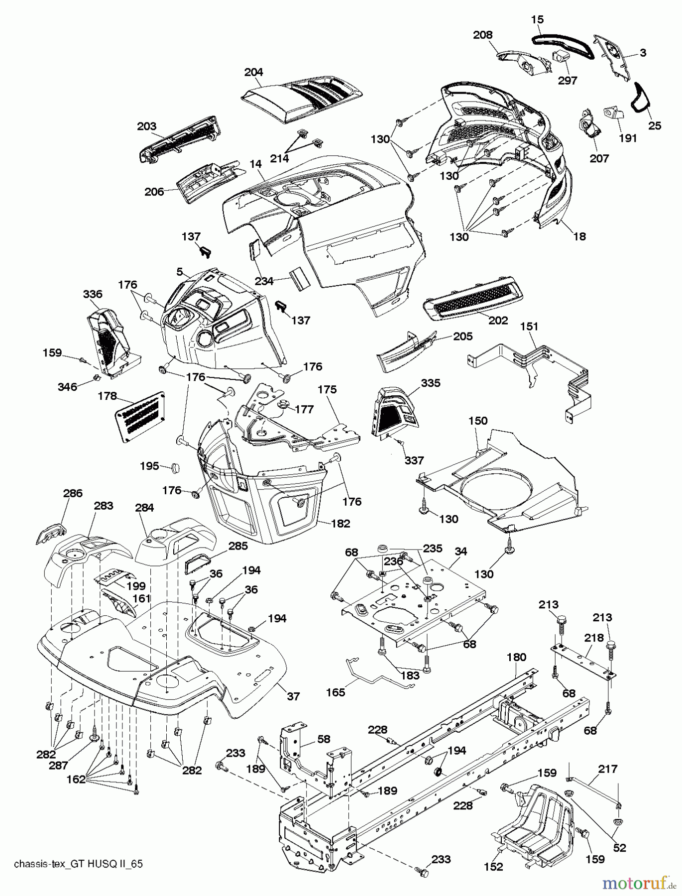 Husqvarna Rasen und Garten Traktoren YTH 26V54 (96043013201) - Husqvarna Yard Tractor (2011-08 & After) CHASSIS / FRAME