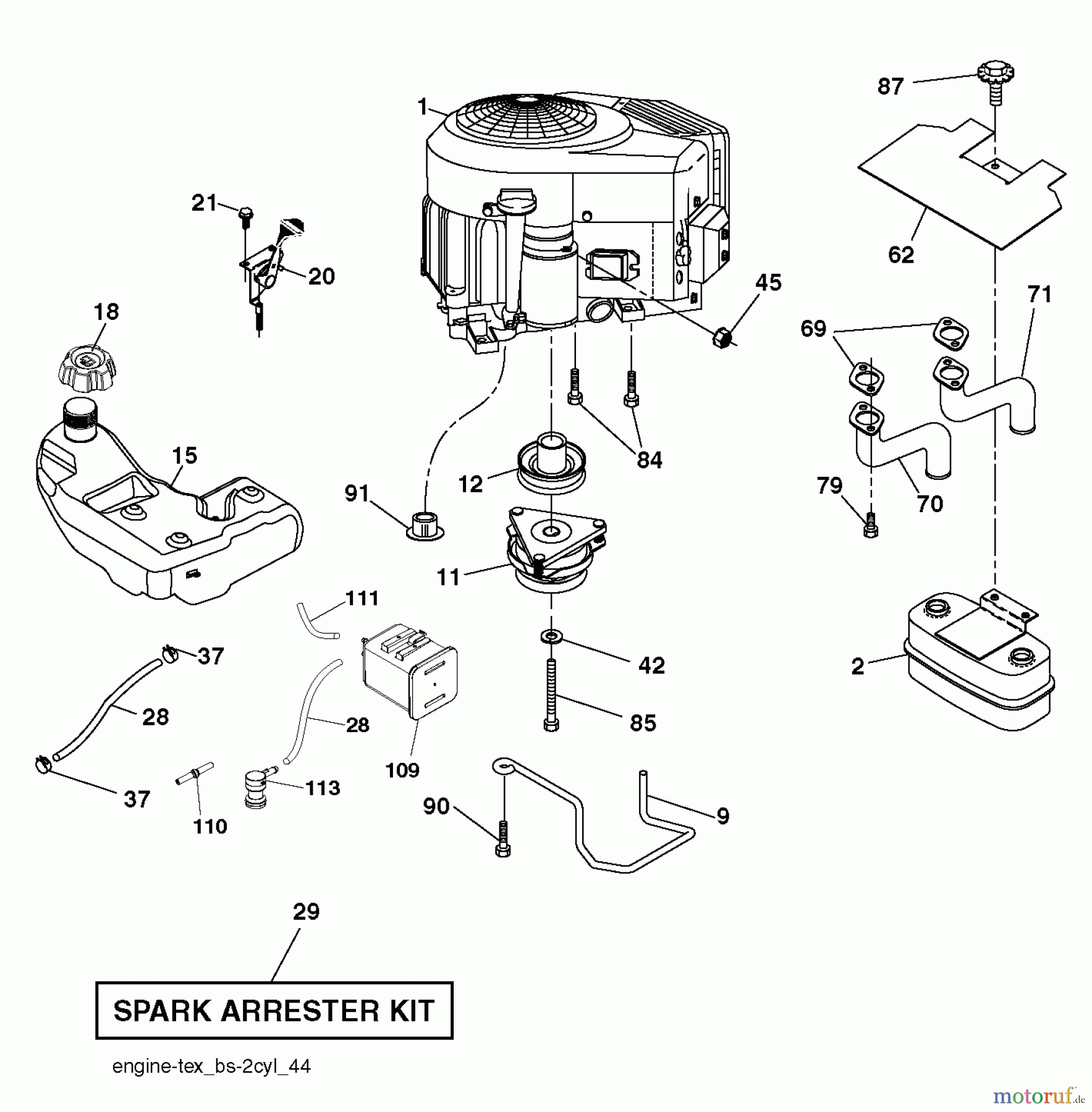 Husqvarna Rasen und Garten Traktoren YTH 26V54 (96043013201) - Husqvarna Yard Tractor (2011-08 & After) ENGINE