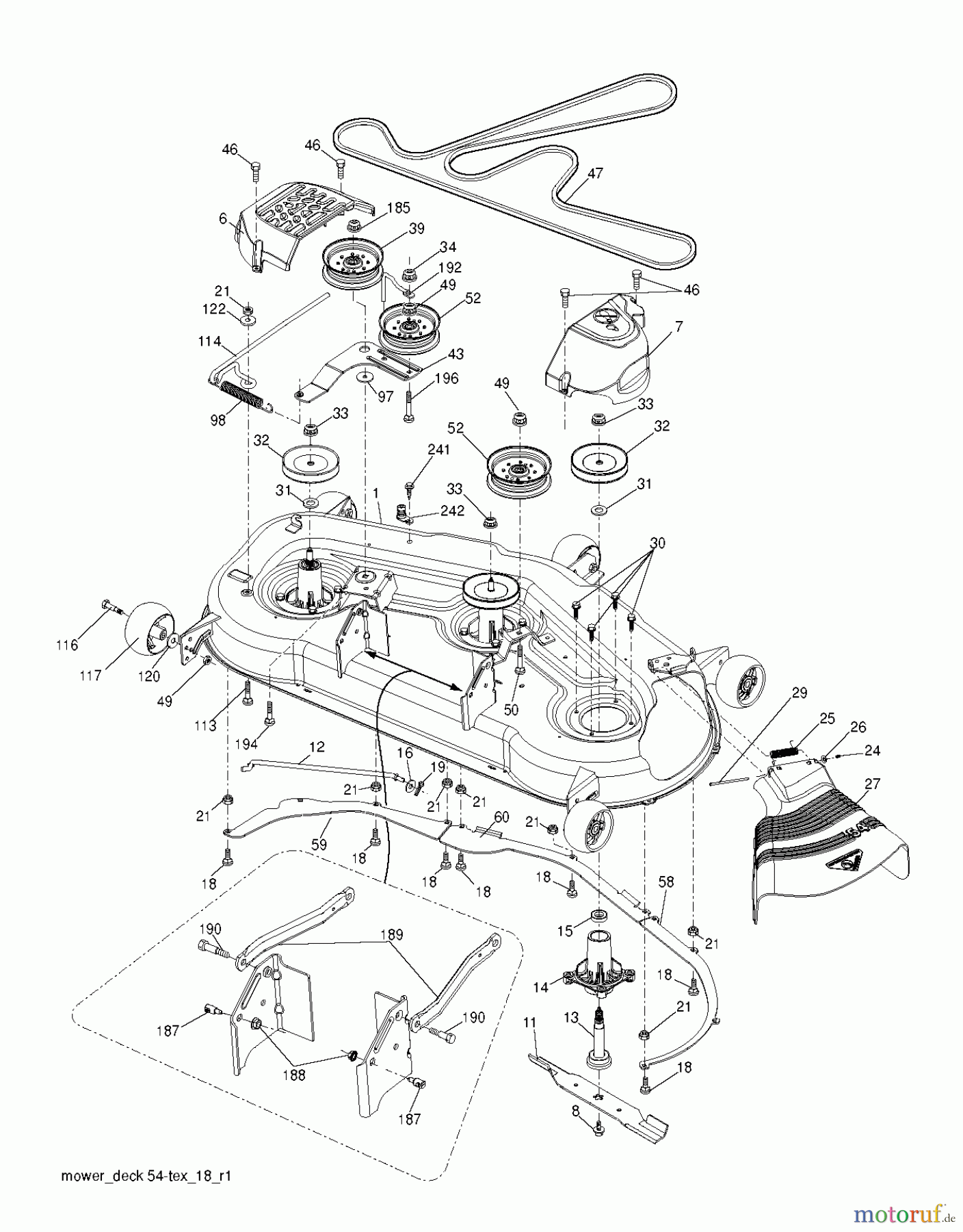 Husqvarna Rasen und Garten Traktoren YTH 24K54 (96043013300) - Husqvarna Yard Tractor (2012-01 & After) MOWER DECK / CUTTING DECK
