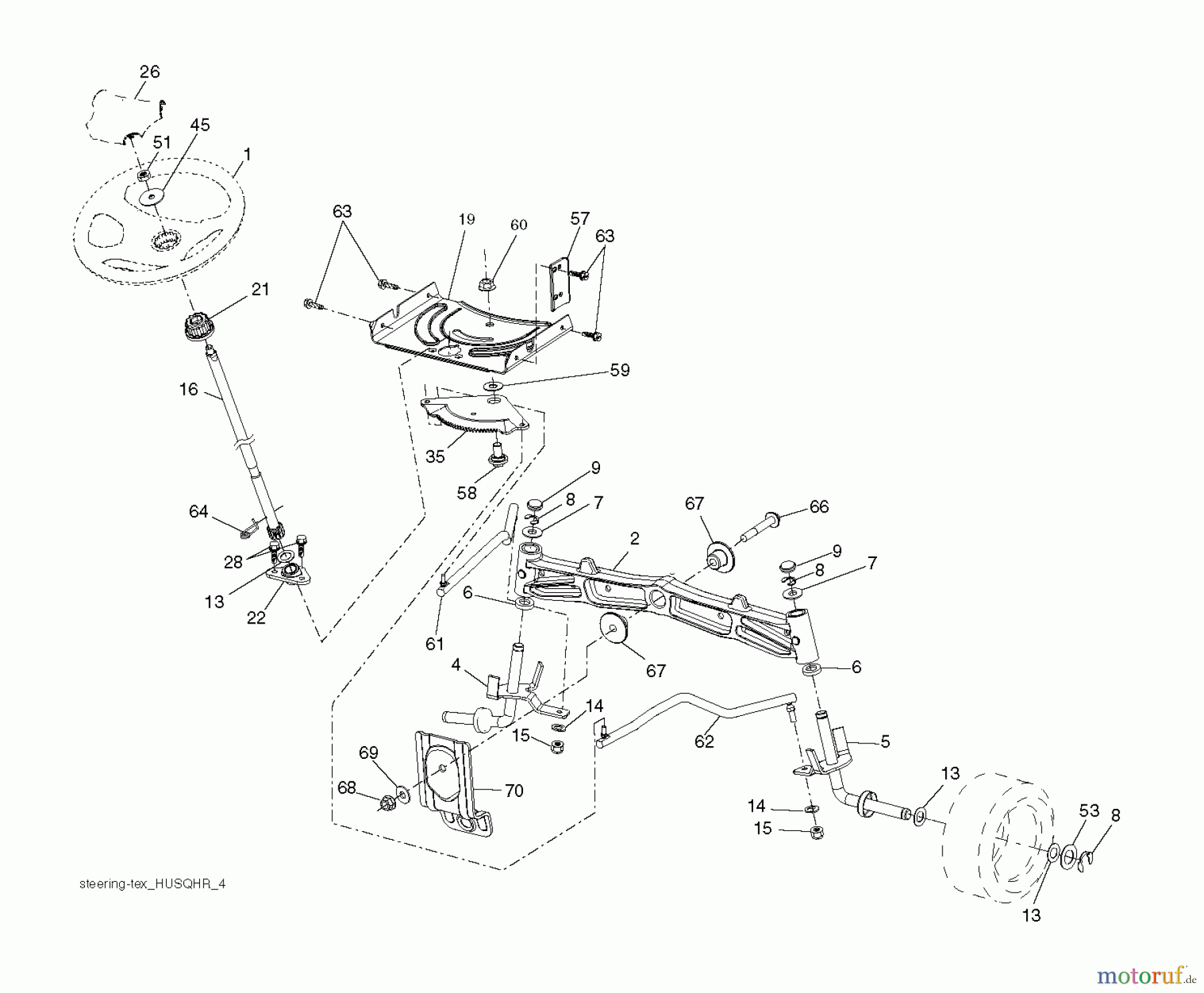 Husqvarna Rasen und Garten Traktoren YTH 26V54 (96043011101) - Husqvarna Yard Tractor (2010-12 & After) STEERING