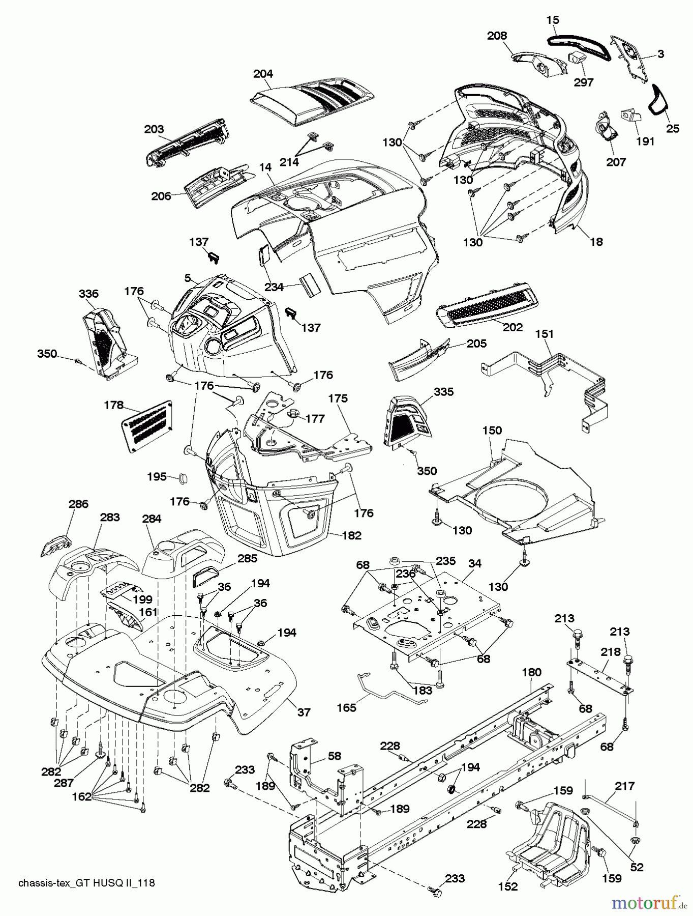 Husqvarna Rasen und Garten Traktoren YTH 26V54 (96043013202) - Husqvarna Yard Tractor (2012-08 & After) CHASSIS / FRAME