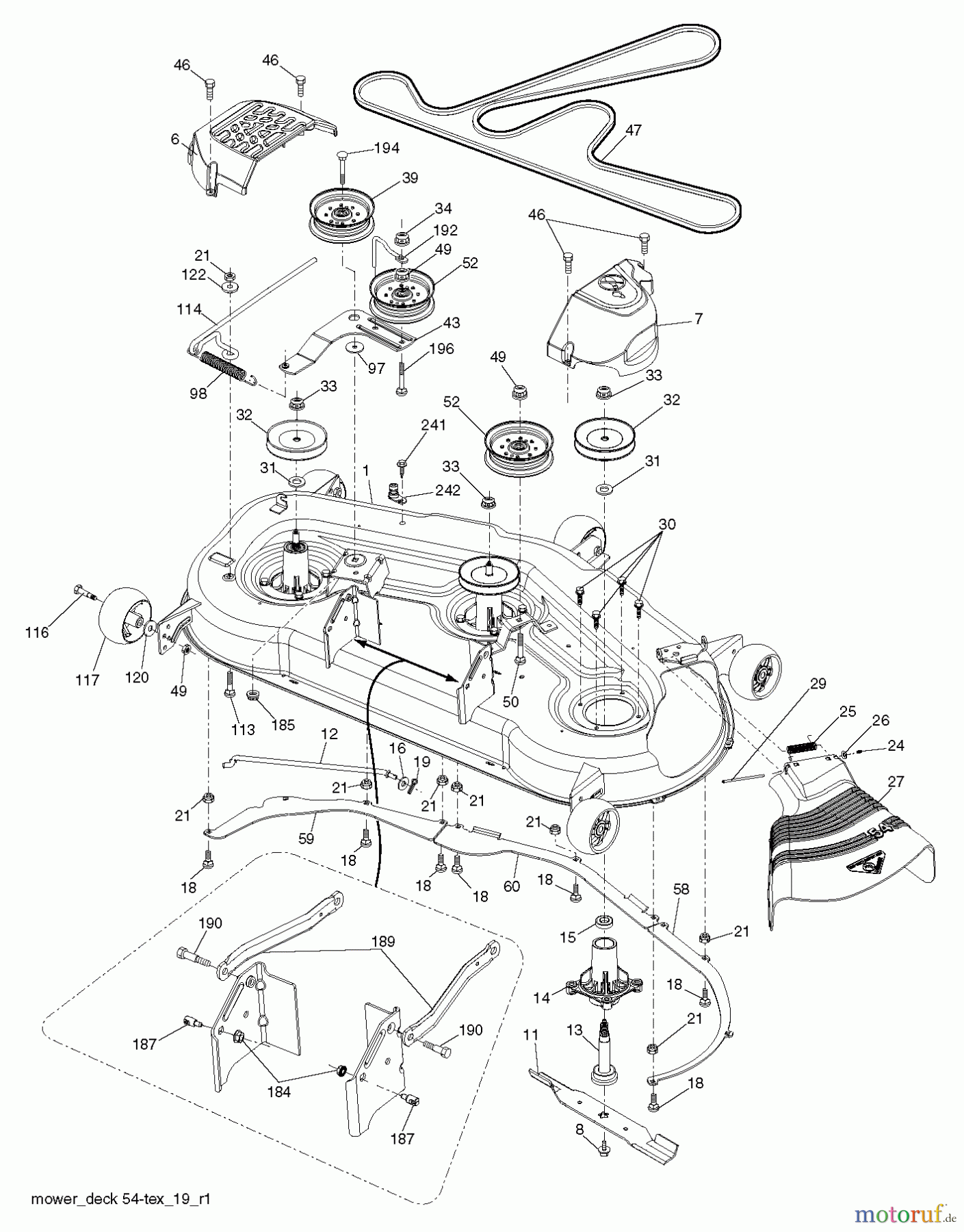 Husqvarna Rasen und Garten Traktoren YTH 26V54 (96043013202) - Husqvarna Yard Tractor (2012-08 & After) MOWER DECK / CUTTING DECK