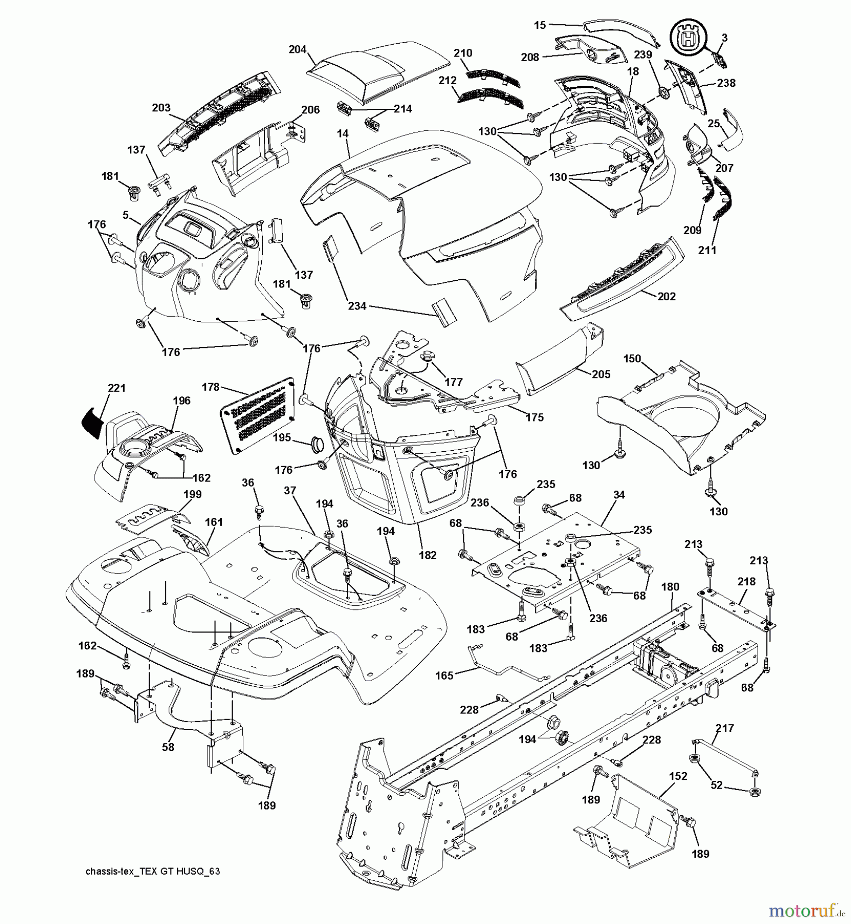 Husqvarna Rasen und Garten Traktoren YTH 2754 (96041006204) - Husqvarna Yard Tractor (2011-06 & After) CHASSIS ENCLOSURES