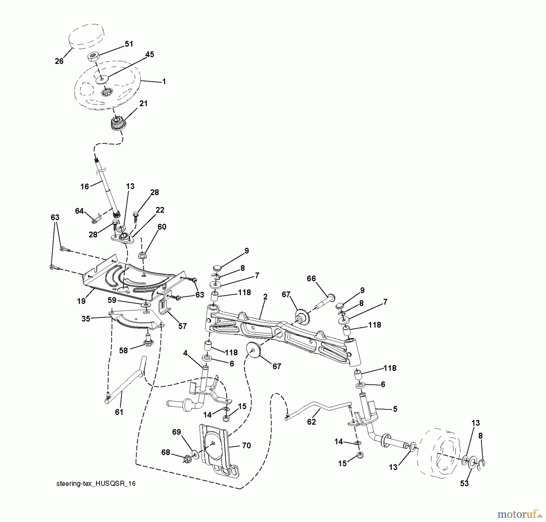 Husqvarna Rasen und Garten Traktoren YTH 2754 (96041006204) - Husqvarna Yard Tractor (2011-06 & After) STEERING