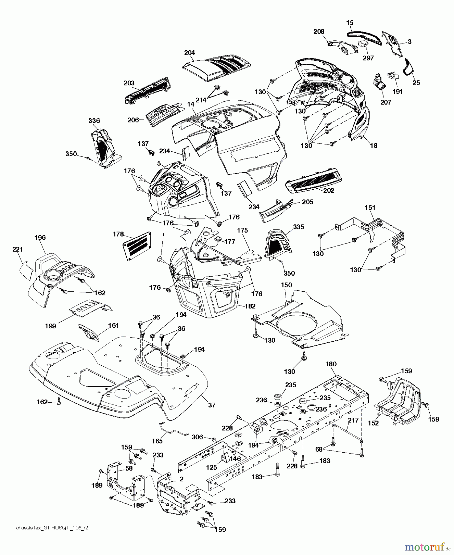 Husqvarna Rasen und Garten Traktoren YTH 48XLS (96048006500) - Husqvarna Yard Tractor (2013-09) CHASSIS / FRAME