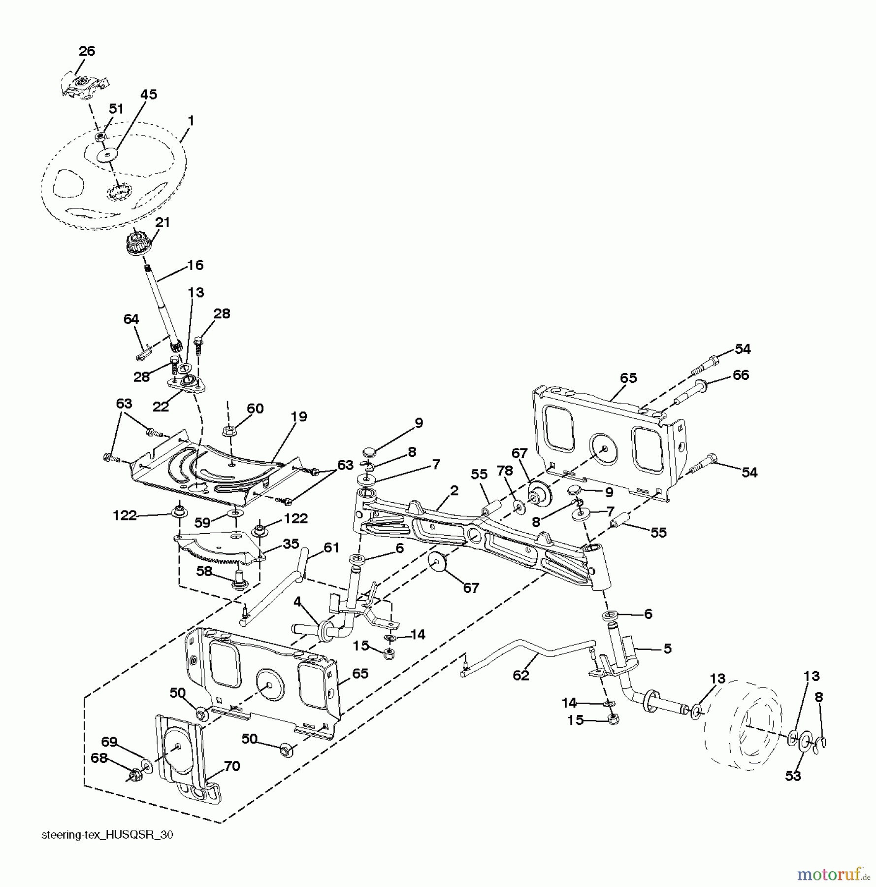 Husqvarna Rasen und Garten Traktoren YT48 LS (96043015601) - Husqvarna Yard Tractor (2013-08) STEERING