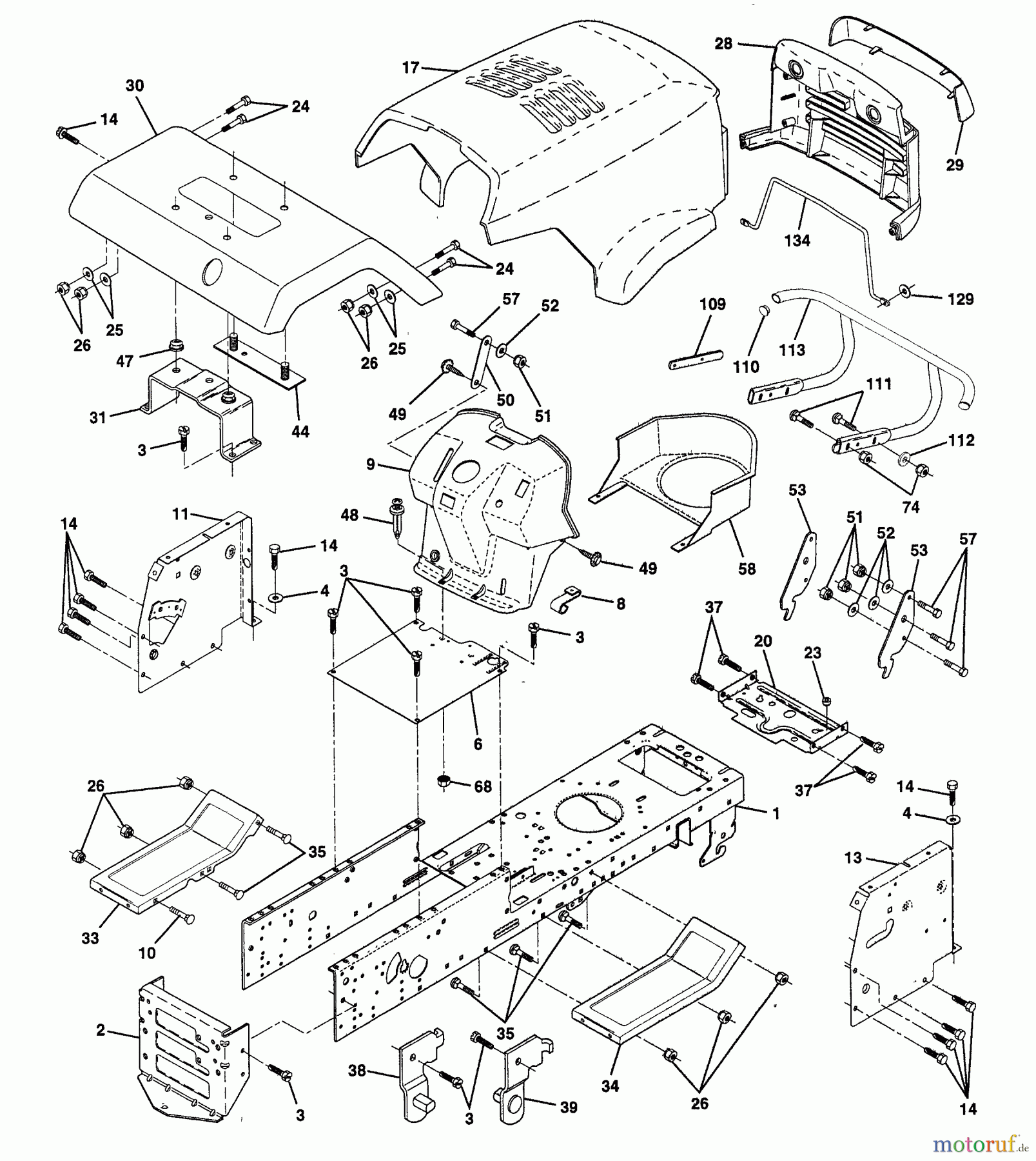 Husqvarna Rasen und Garten Traktoren YTHK 180 (HCYTHK180A) - Husqvarna Yard Tractor (1996-01 & After) Chassis And Enclosures