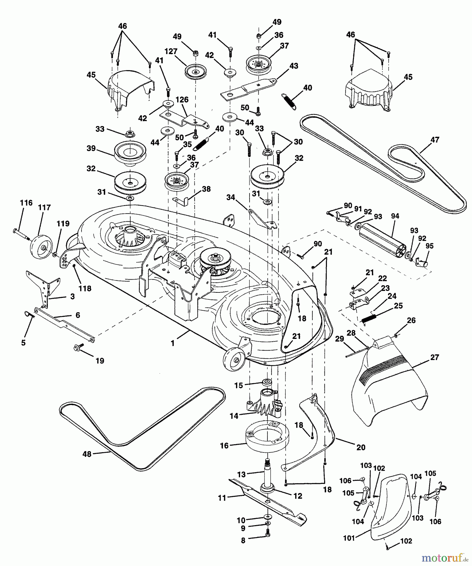 Husqvarna Rasen und Garten Traktoren YTHK 180 (HCYTHK180A) - Husqvarna Yard Tractor (1996-01 & After) Mower Deck