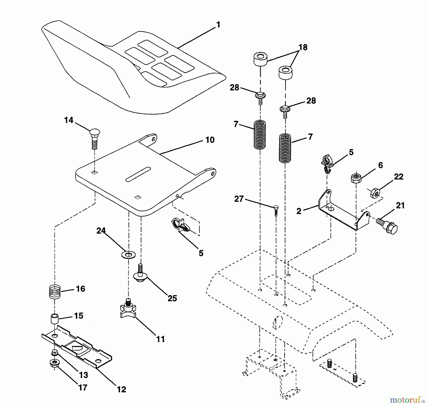 Husqvarna Rasen und Garten Traktoren YTHK 180 (HCYTHK180A) - Husqvarna Yard Tractor (1996-01 & After) Seat Assembly